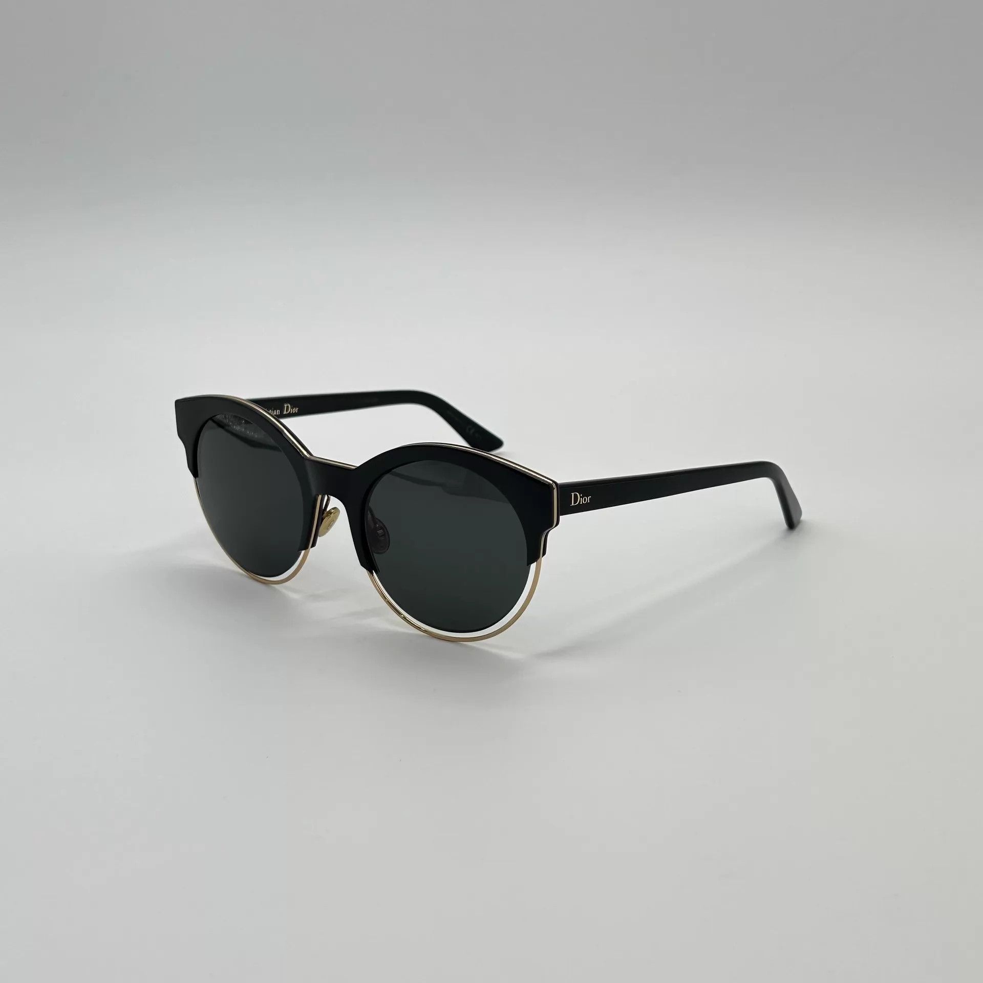 Dior Dior Black Oval Side Dior Logo Sunglasses Size ONE SIZE - 1 Thumbnail