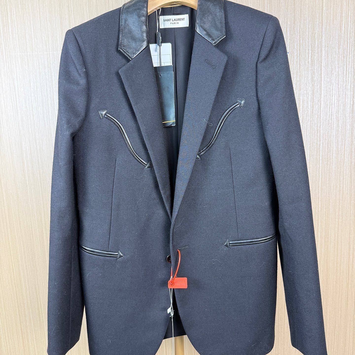 Saint Laurent Paris Saint Laurent Leather Trim Wool Blazer Size 36 Size XS / US 0-2 / IT 36-38 - 1 Thumbnail