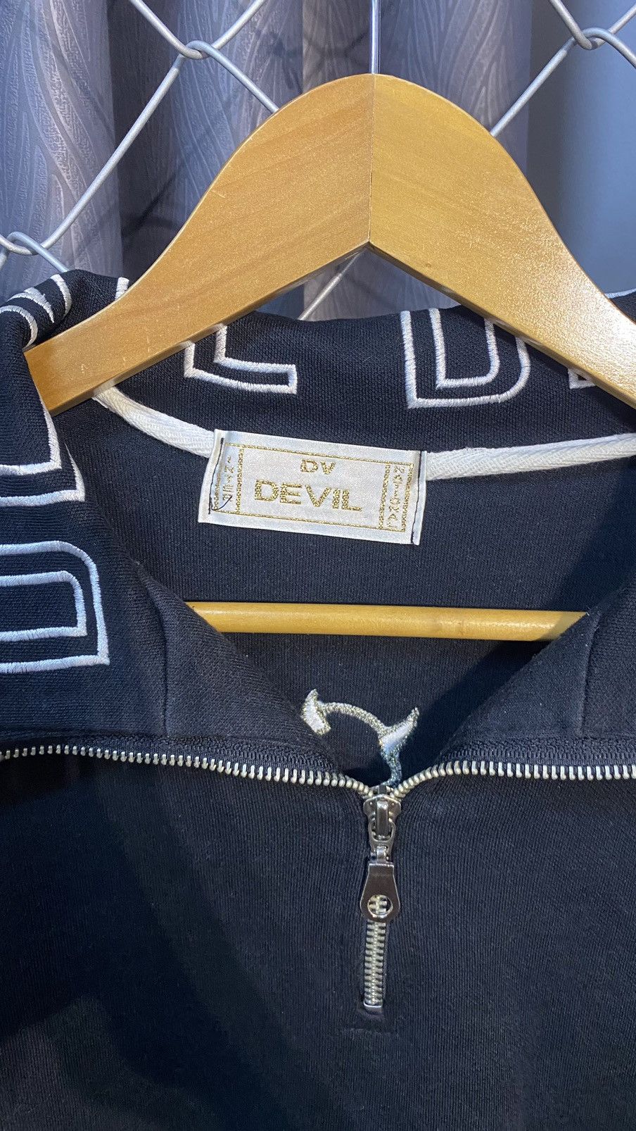 Japanese Brand × Vintage DEVIL HALFZIPPER COTTON BLACK WHITE EMBROIDERY Size US M / EU 48-50 / 2 - 6 Thumbnail