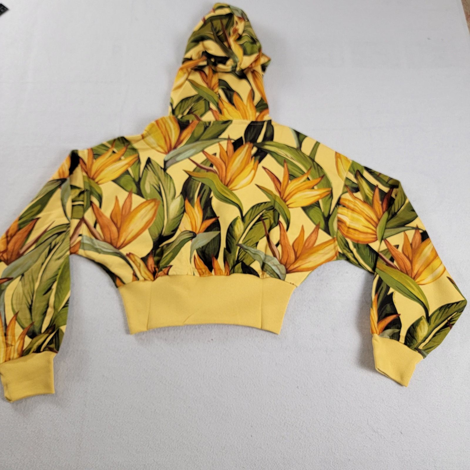 Adidas Adidas x Farm Rio Wmns Crop Top Hoodie Yellow Sz M JD6282 Size M / US 6-8 / IT 42-44 - 2 Thumbnail