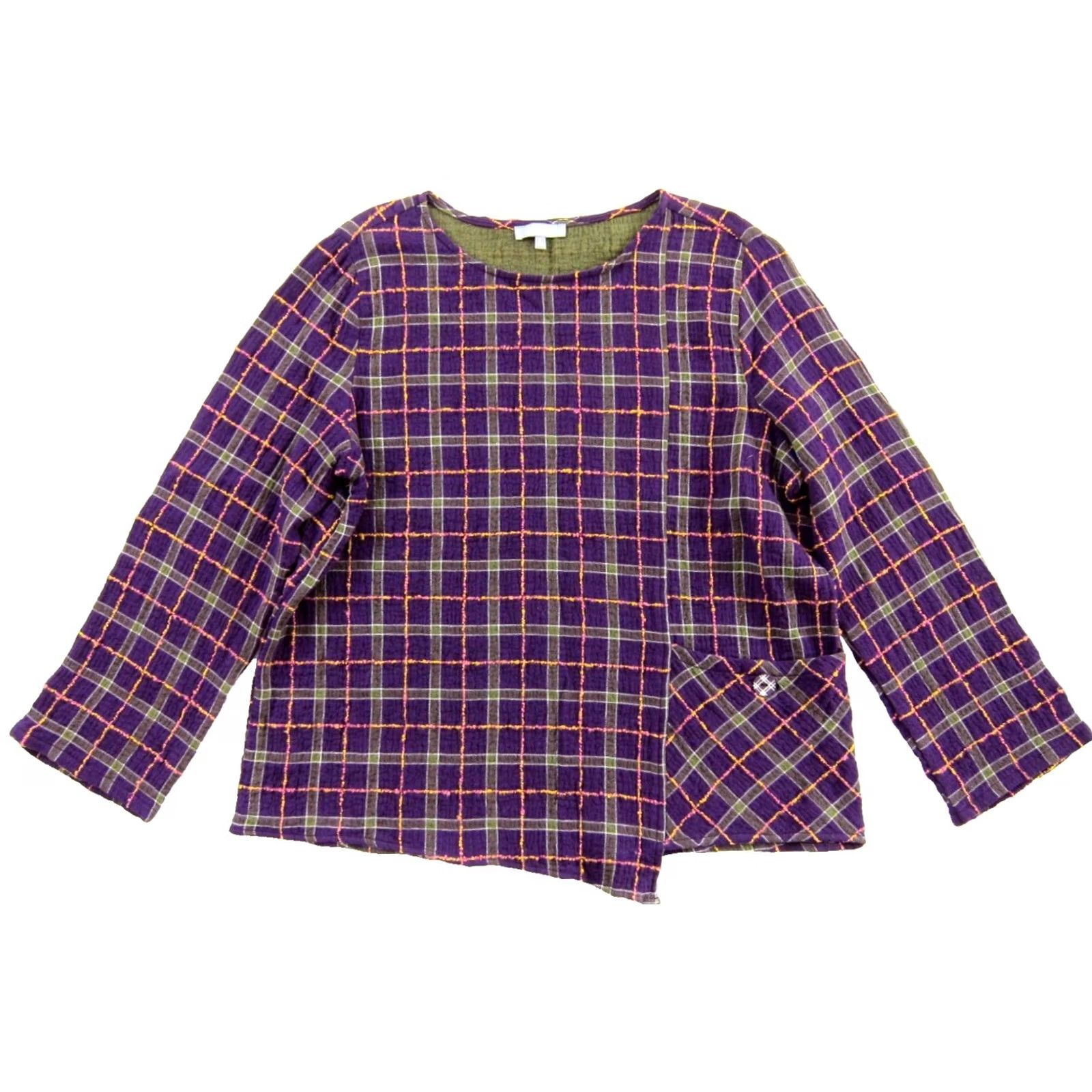 Habitat Habitat Blouse Plaid Pocket Long sleeve Round Neck Small Womens Shirt Size S / US 4 / IT 40 - 2 Thumbnail