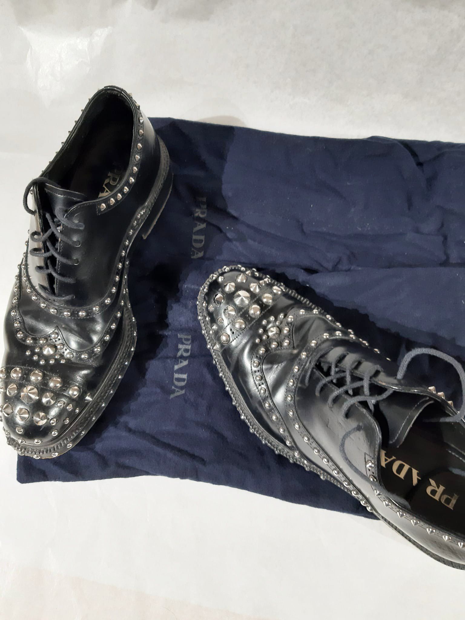 Prada FW 2009 Runway Studded Leather Derby Shoes Size US 7.5 / EU 40-41 - 14 Thumbnail