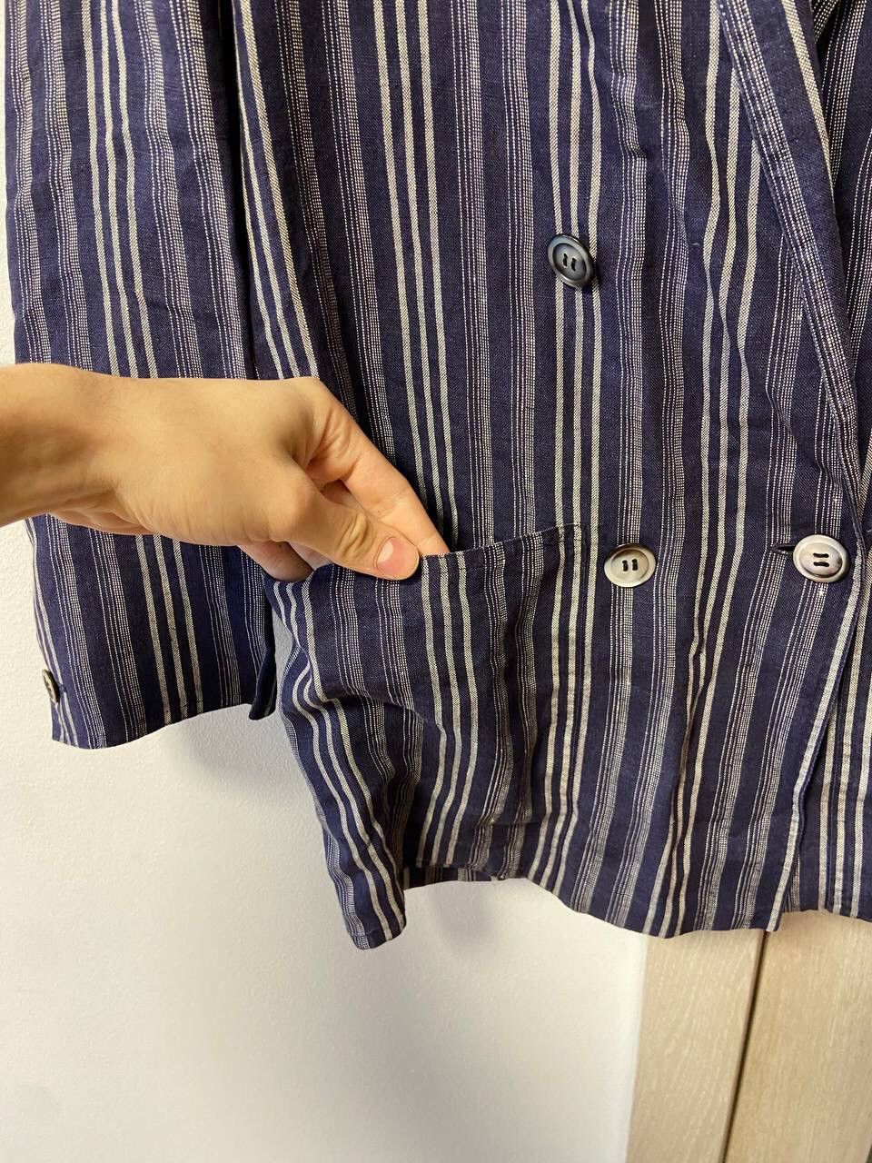Max Mara Max Mara Vintage Pura Lino Striped Women's Blizer Size UK 12 Size M / US 6-8 / IT 42-44 - 4 Thumbnail