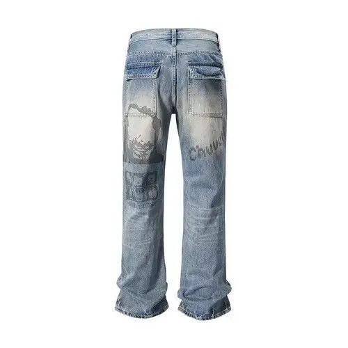 Jean EYES Print Graphic Flare Denim Jeans Size US 32 / EU 48 - 6 Thumbnail