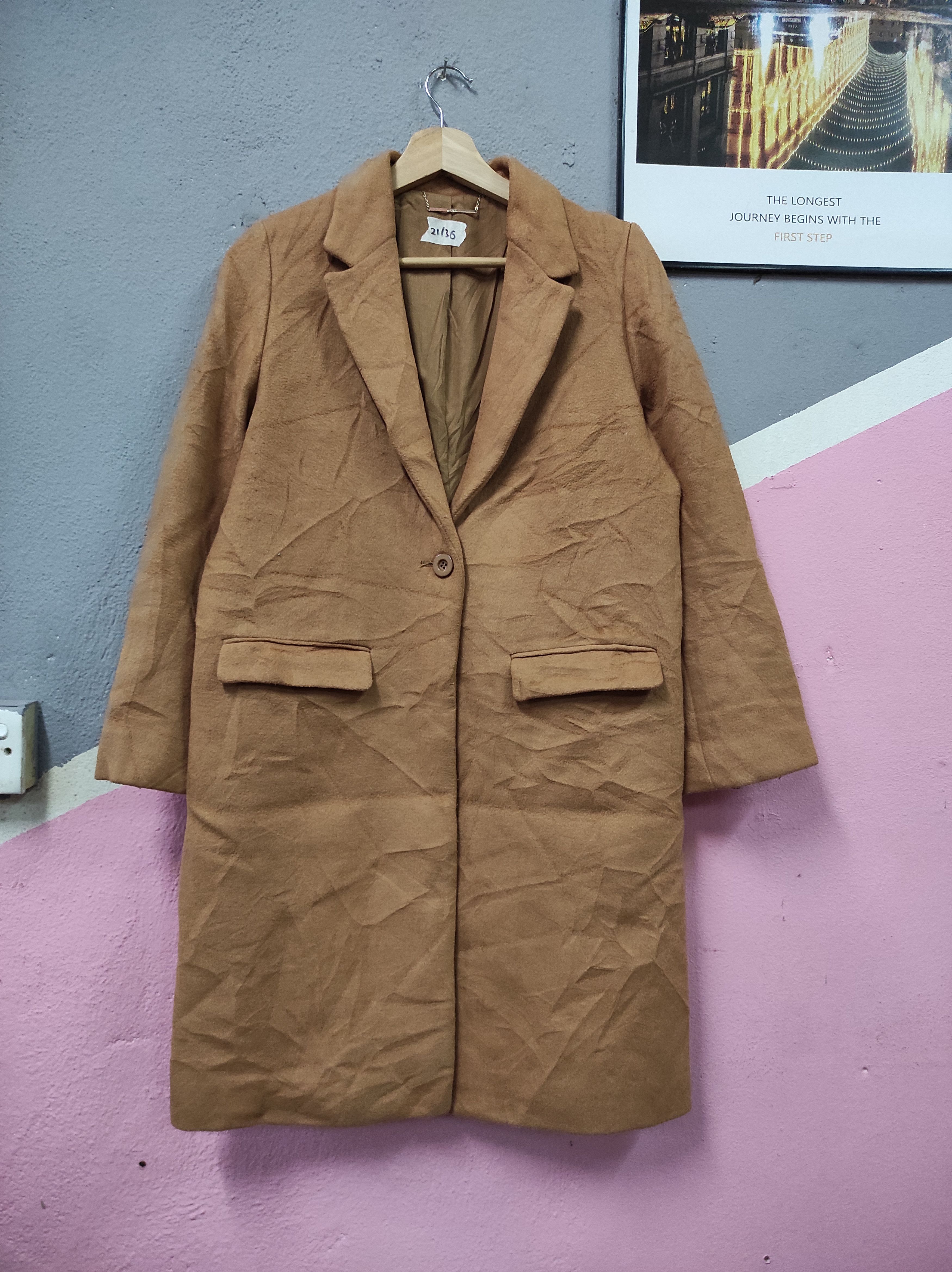 image of Designer Mila Owen Wool Overcoat Long Jacket in Brown, Women's (Size Medium)