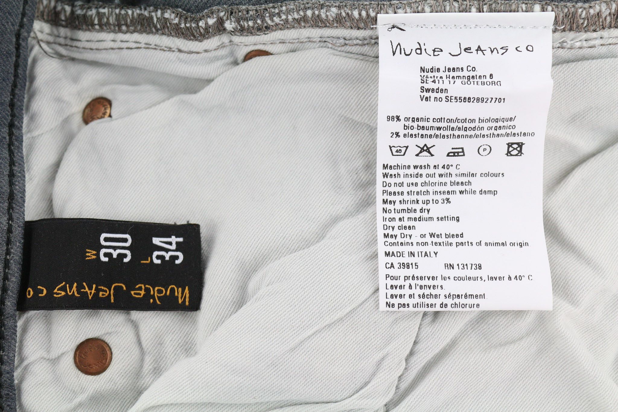 Nudie Jeans TIGHT LONG JOHN W30/L34 Organic Charcoal Zip Fit 80705 Size US 30 / EU 46 - 6 Thumbnail