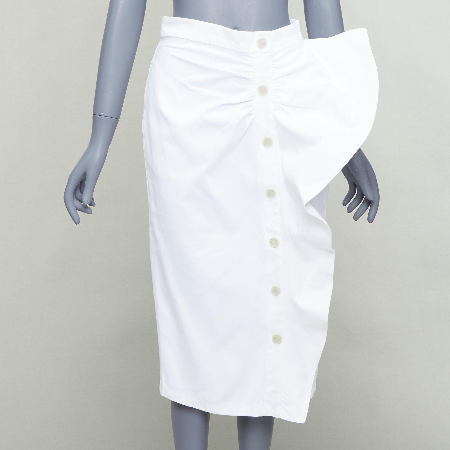 Max Mara MAX MARA SFILATA white cotton asymmetric ruffles button skirt IT36 XXS Size 25" / US 0 / IT 36 - 1 Thumbnail