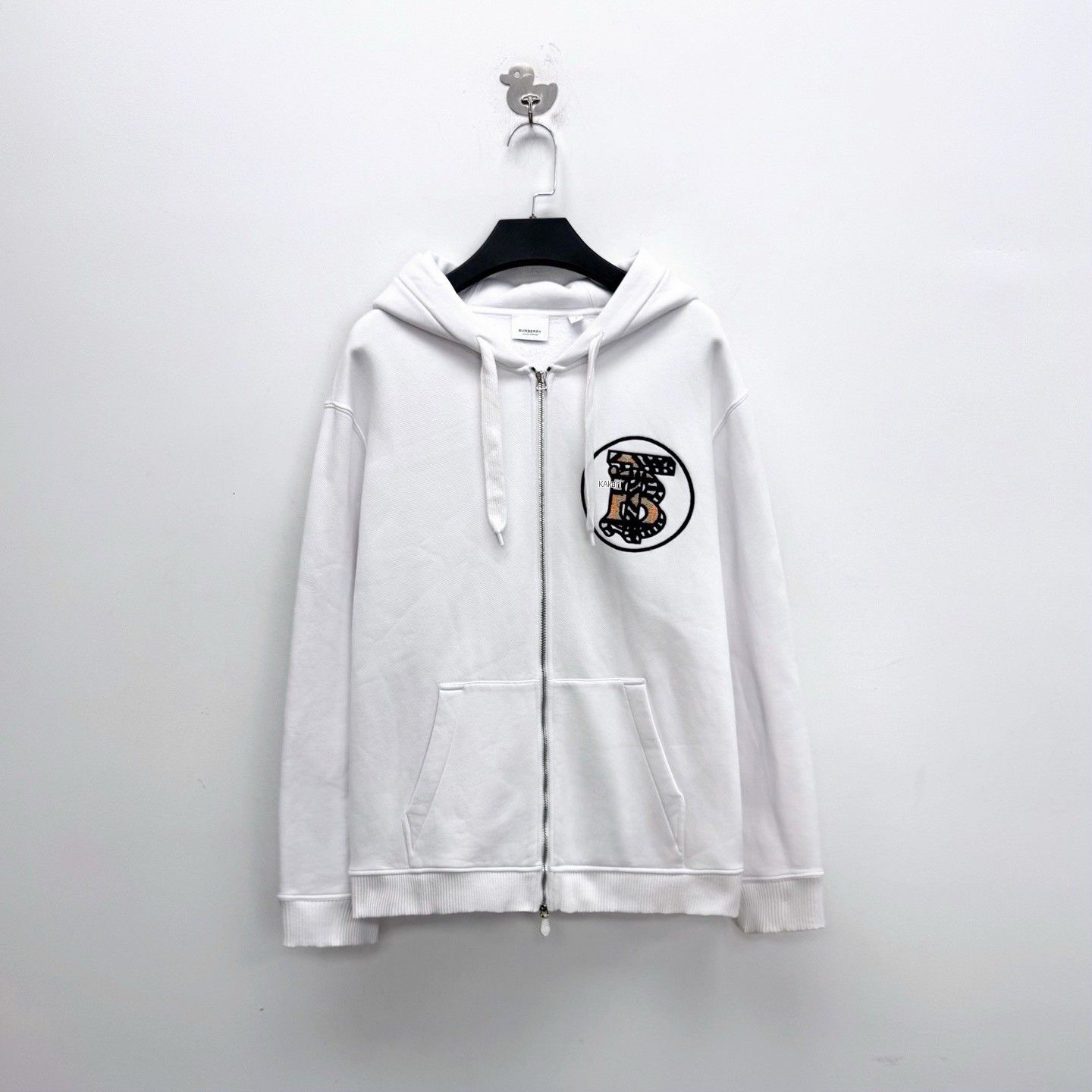 Burberry Burberry White Plaid Flocked TB Zip Hoodie Size US L / EU 52-54 / 3 - 1 Thumbnail