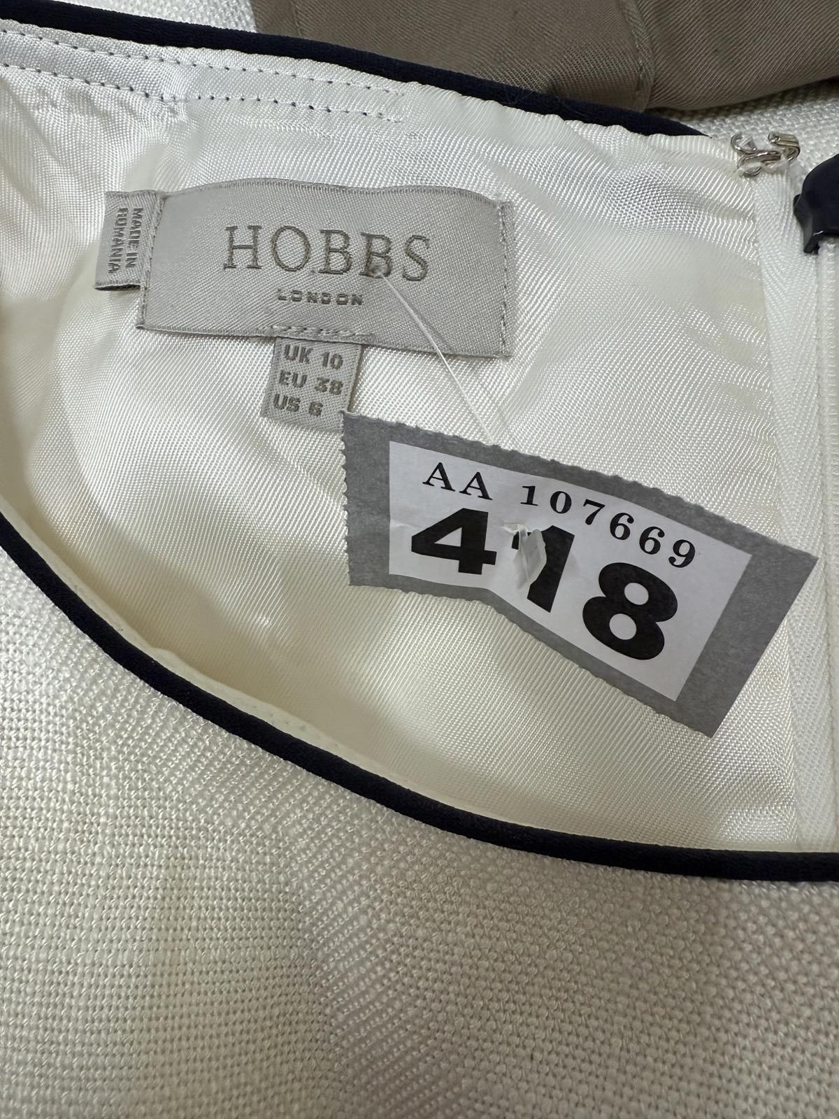 Other Hobbs London Sleeveless White Dress with Black Trim Size L / US 10 / IT 46 - 2 Thumbnail