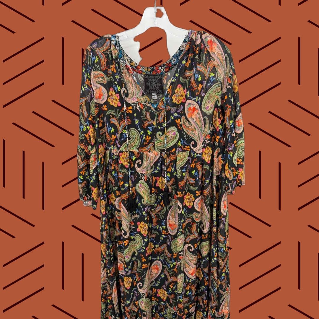 VINTAGE Pre-Owned Johnny Was Black Size Small Long Sleeve Dress