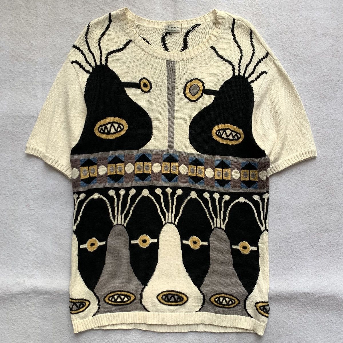 Yoshiyuki Konishi 1980s Ficce (By Yoshiyuki Konishi) Monster Abstract Knit Top Size US L / EU 52-54 / 3 - 3 Thumbnail