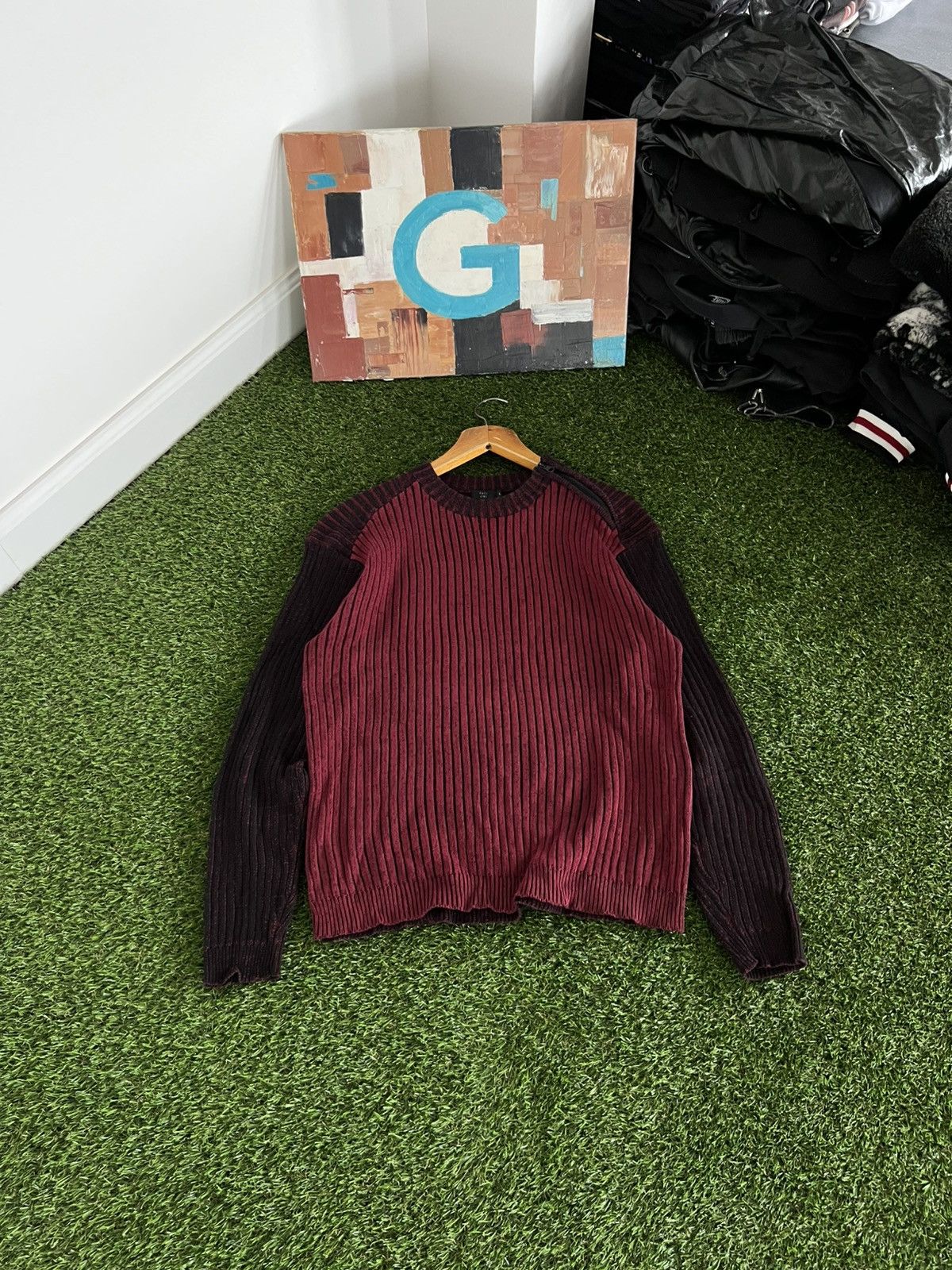 Diesel Japan Painted Side side Zip Knit Ribbed Sweater LGB Vibe Size US L / EU 52-54 / 3 - 1 Thumbnail