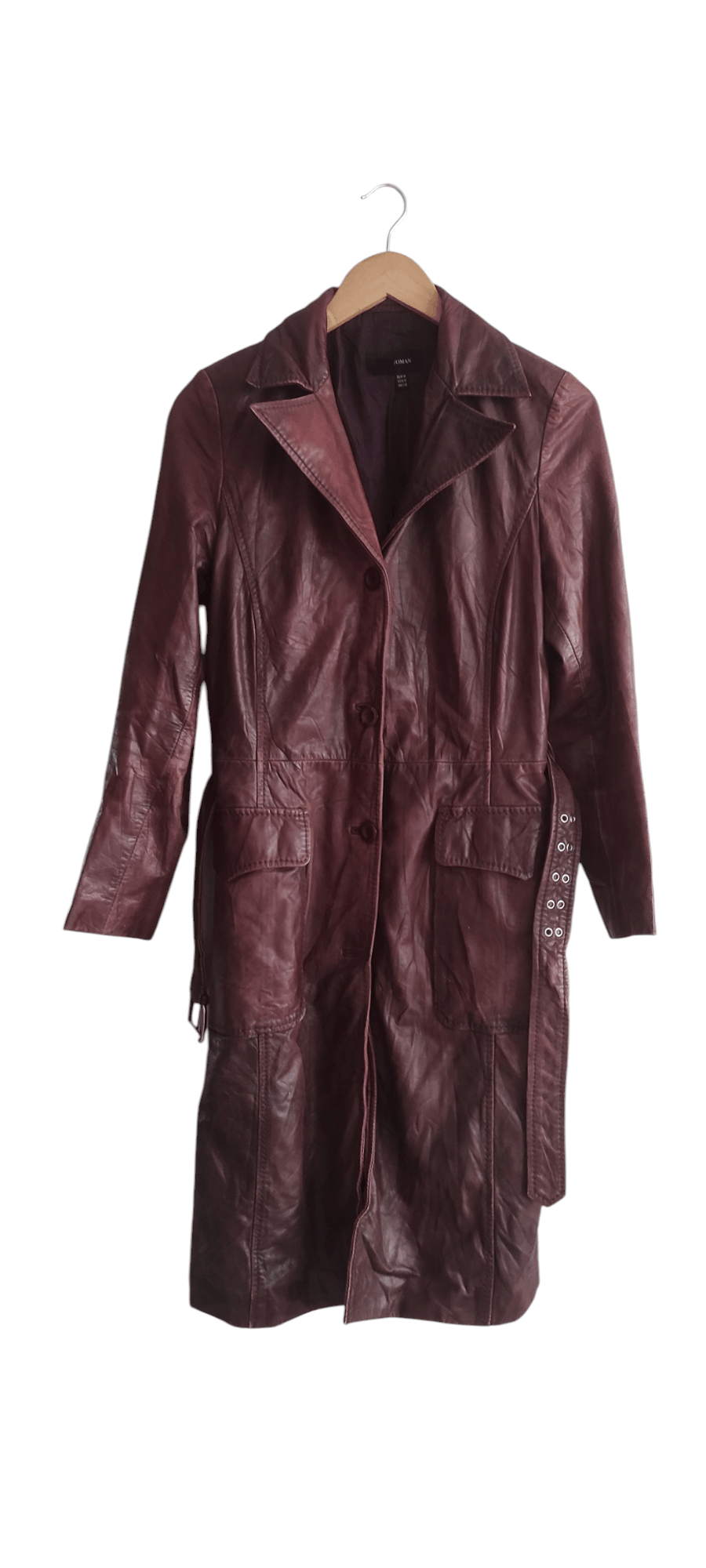 ZARA Women's Real Leather Belted Trench Coat Size M