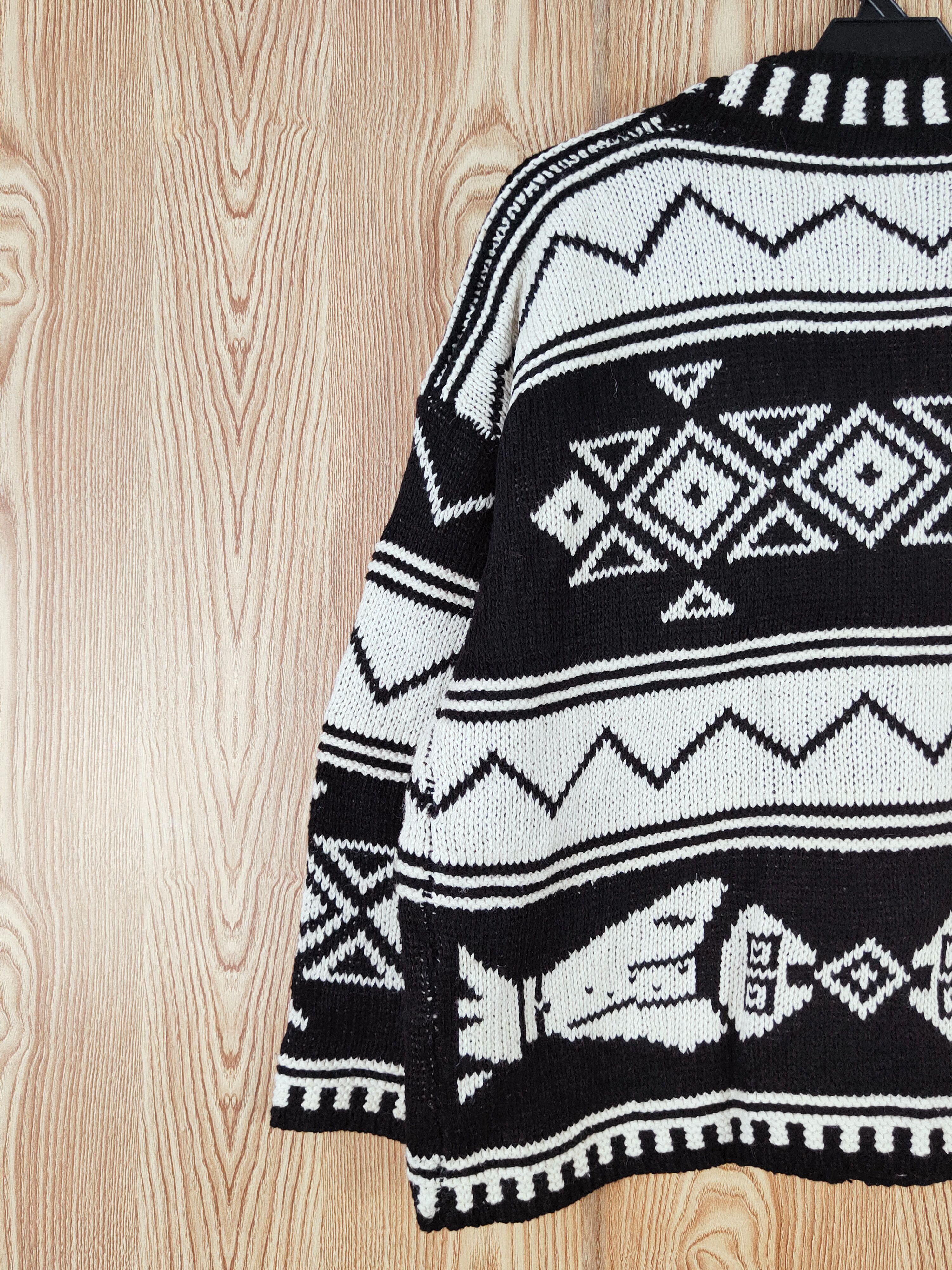 Japanese Brand DL GRL Black White motive art Knitwear Cardigan #W735 Size M / US 6-8 / IT 42-44 - 8 Thumbnail