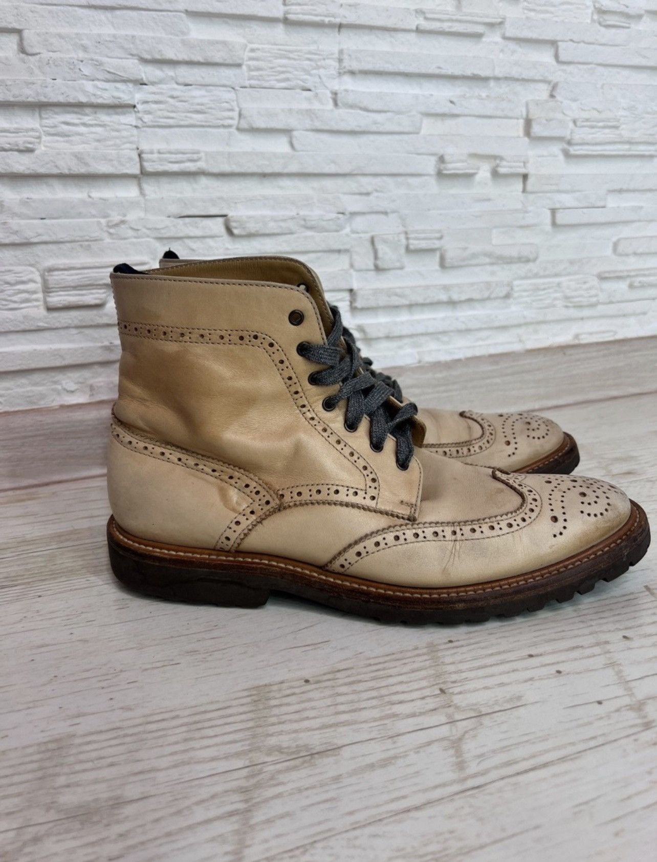 Brunello Cucinelli Brunello Cucinelli Leather Derby Boots Beige 26.5 cm Size US 10 / IT 40 - 1 Thumbnail