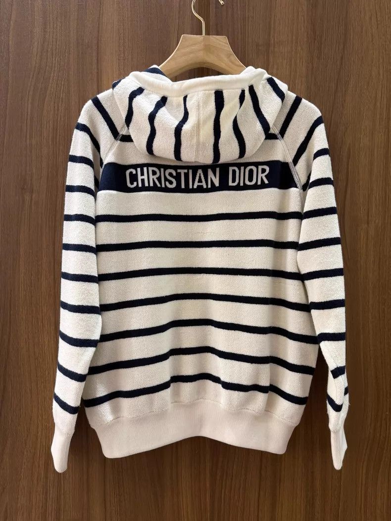 Dior Dior Black and white striped hooded knitted cardigan coat Size XS / US 0-2 / IT 36-38 - 1 Thumbnail