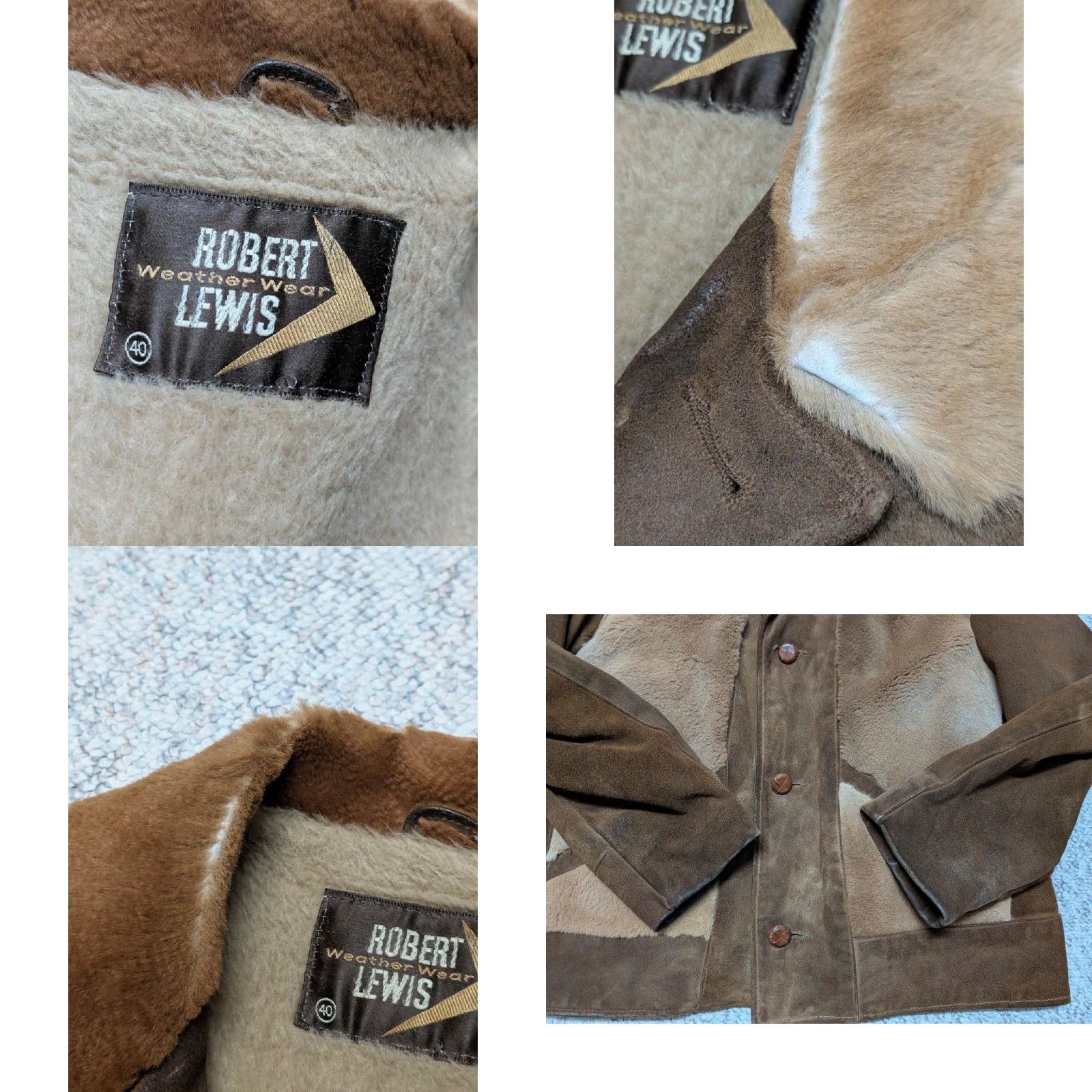 KangaROOS VINTAGE western suede leather KANGAROO FUR trucker jacket M Brown Cowboy safari 40 1960s 1970s boho Mens Size US M / EU 48-50 / 2 - 8 Thumbnail