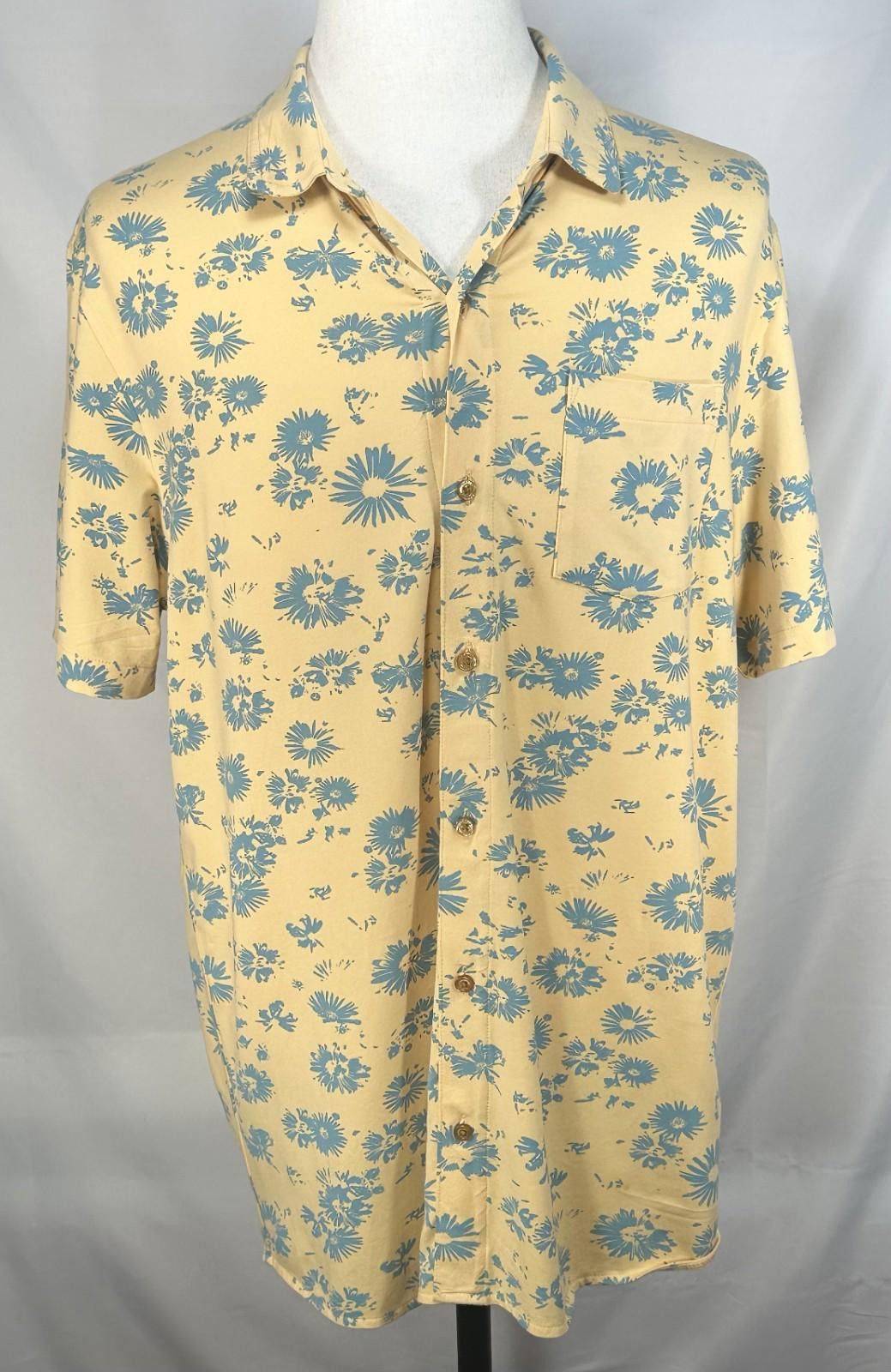 TravisMathew Travis Mathew Floral Patterned Button Up Shirt Yellow Men L Size US L / EU 52-54 / 3 - 1 Thumbnail