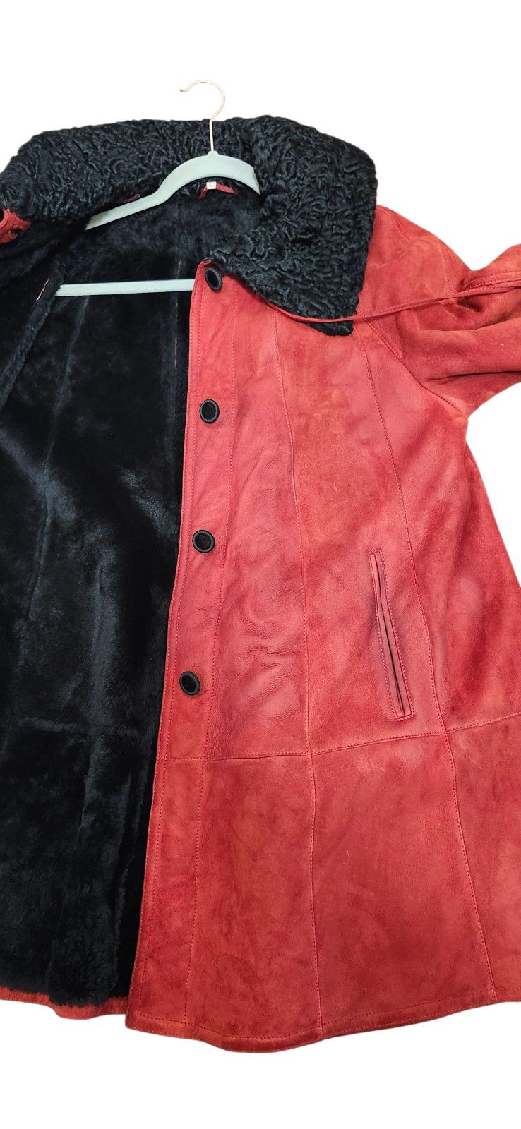 Other Vintage Suede Coat with Black Fur Trim Winter Jacket Size L / US 10 / IT 46 - 8 Thumbnail