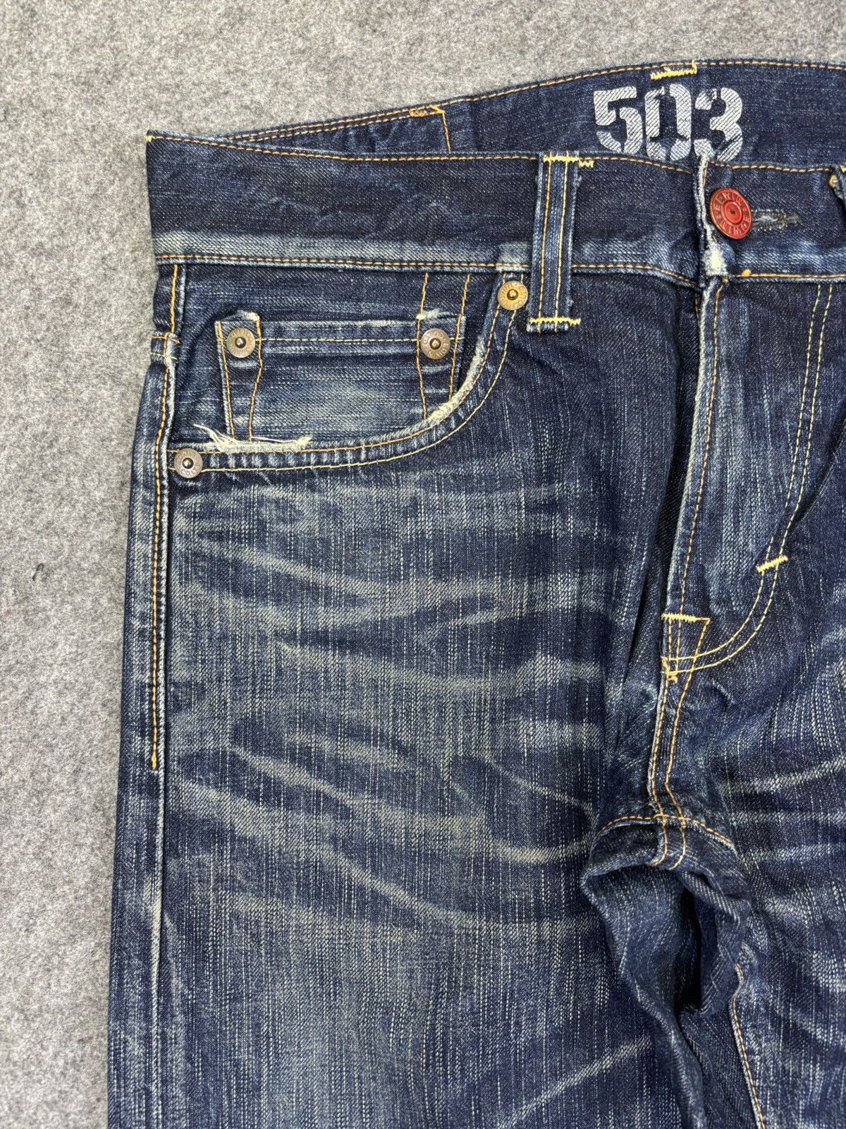 Edwin 💥Rare Fades💥Archival Edwin 503 Rare Straight Cut Denim K30 Size US 33 - 5 Thumbnail
