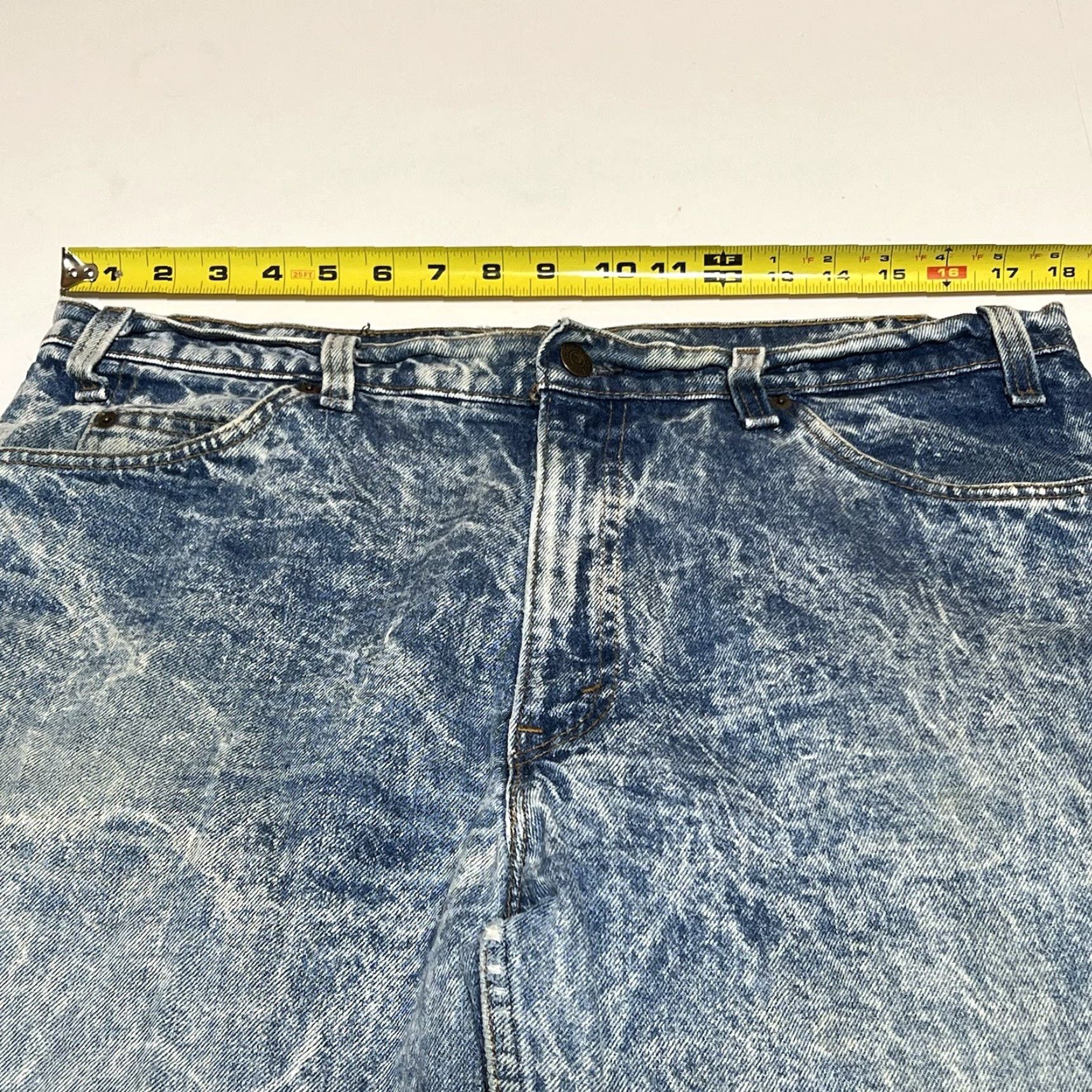 Vintage VINTAGE Levis 550 Jeans Denim 36x32 Regular 32 Inseam Acid Wash Tapered Distressed Orange Tab Missing Rock Mens Size US 36 / EU 52 - 3 Thumbnail