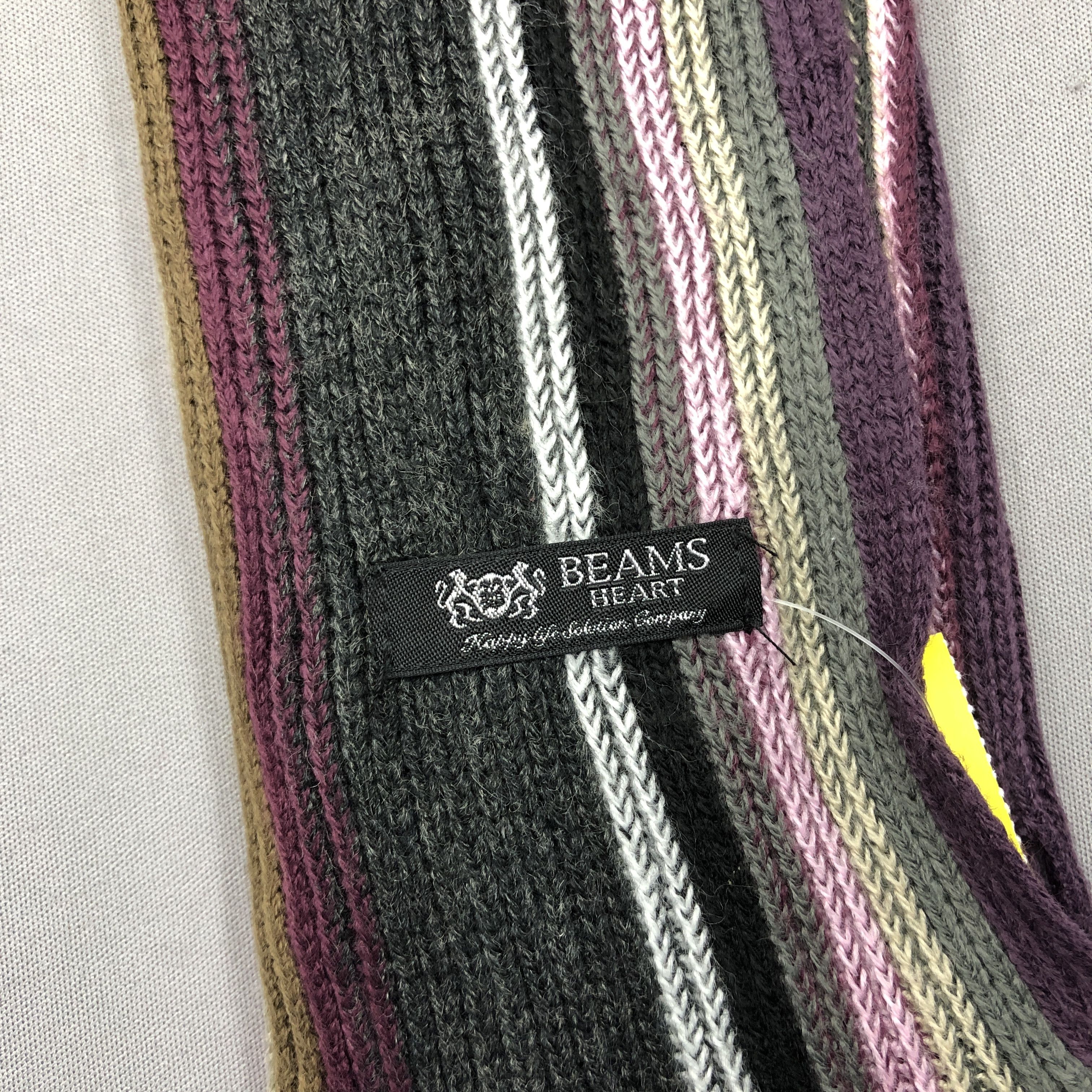Beams Plus Vintage Beams Scarf Ribbed Knit Wool Winter Fringe Scarves Size ONE SIZE - 4 Thumbnail