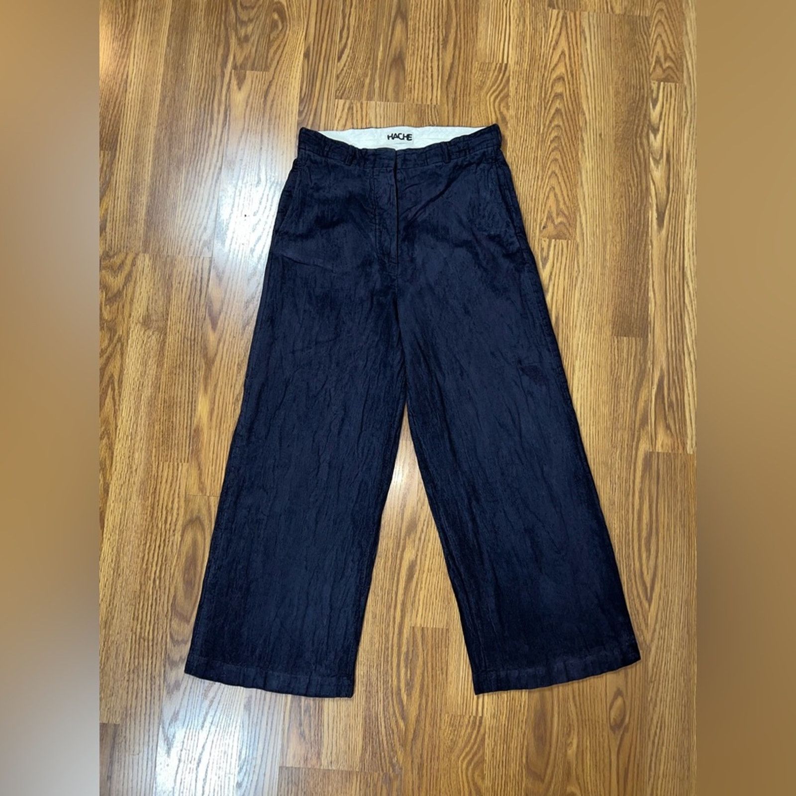 Hache Italian Designer Hache Crinkled Corduroy Wide-Leg Pants! Size 30" / US 8 / IT 44 - 2 Thumbnail