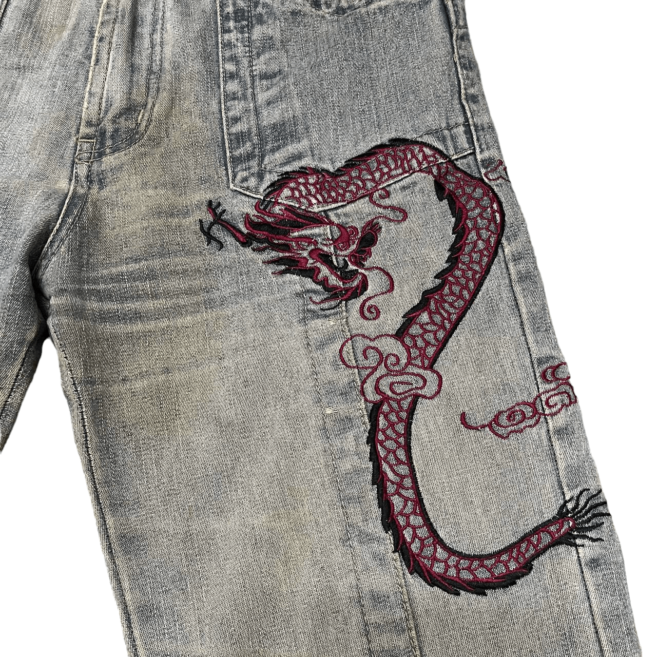 Japanese Brand Vintage Kaoiya Dragon Embroidery Denim Pants Size US 32 / EU 48 - 4 Thumbnail