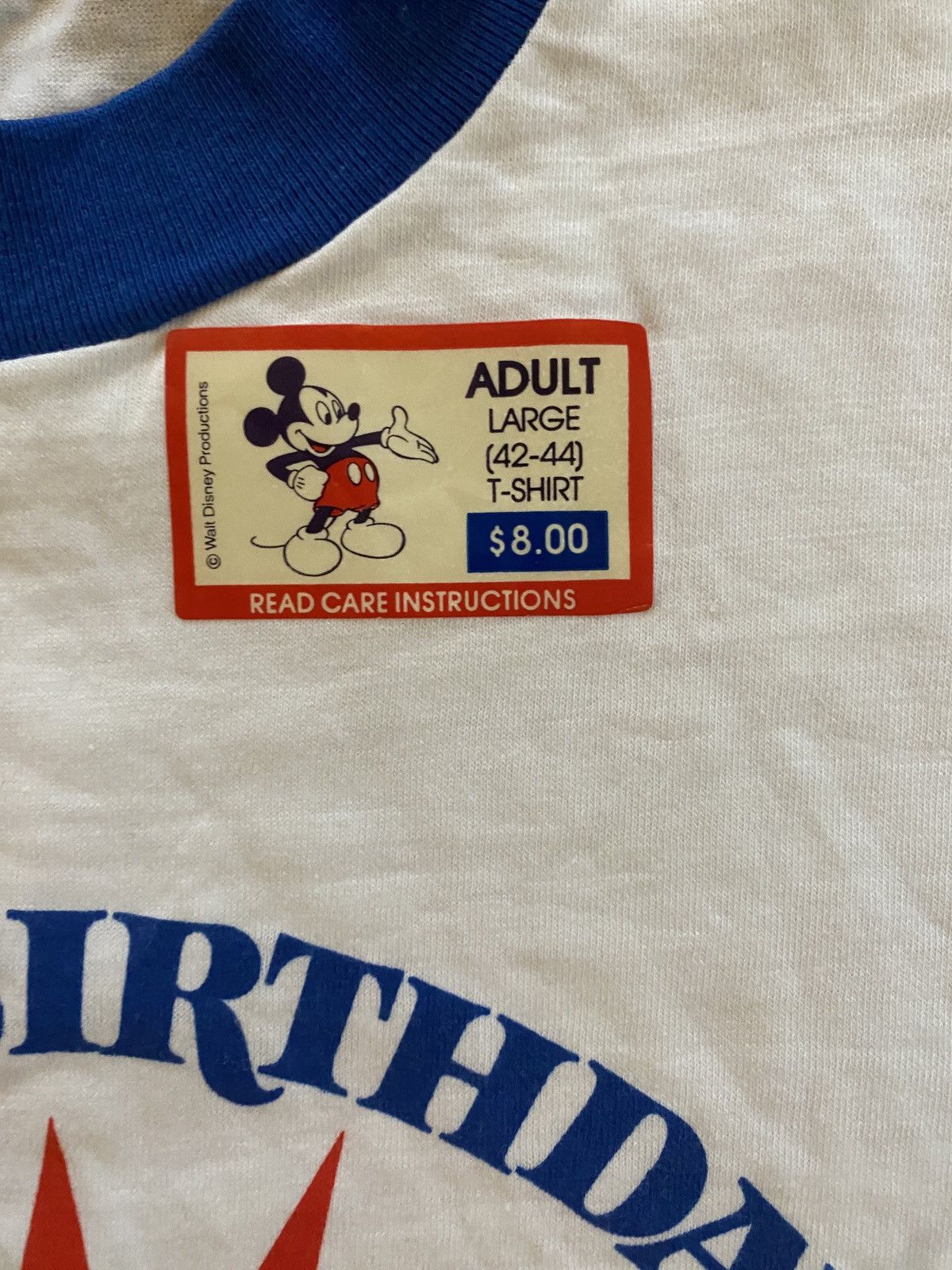 Disney Vintage NWT 1984 Donald Duck Bday Ringer Single Stitch Tee Size US L / EU 52-54 / 3 - 4 Thumbnail