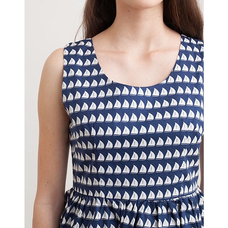 Nordstrom Kling Battelli Navy Blue A-Line Dress - Sailboat Print Size M / US 6-8 / IT 42-44 - 2 Thumbnail