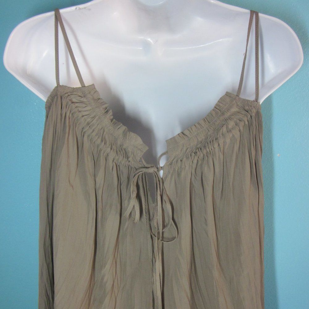 Beams Plus B:MING Beams Womens Crinkle Poly A-Line Dress Taupe Olive "O Size M / US 6-8 / IT 42-44 - 5 Thumbnail