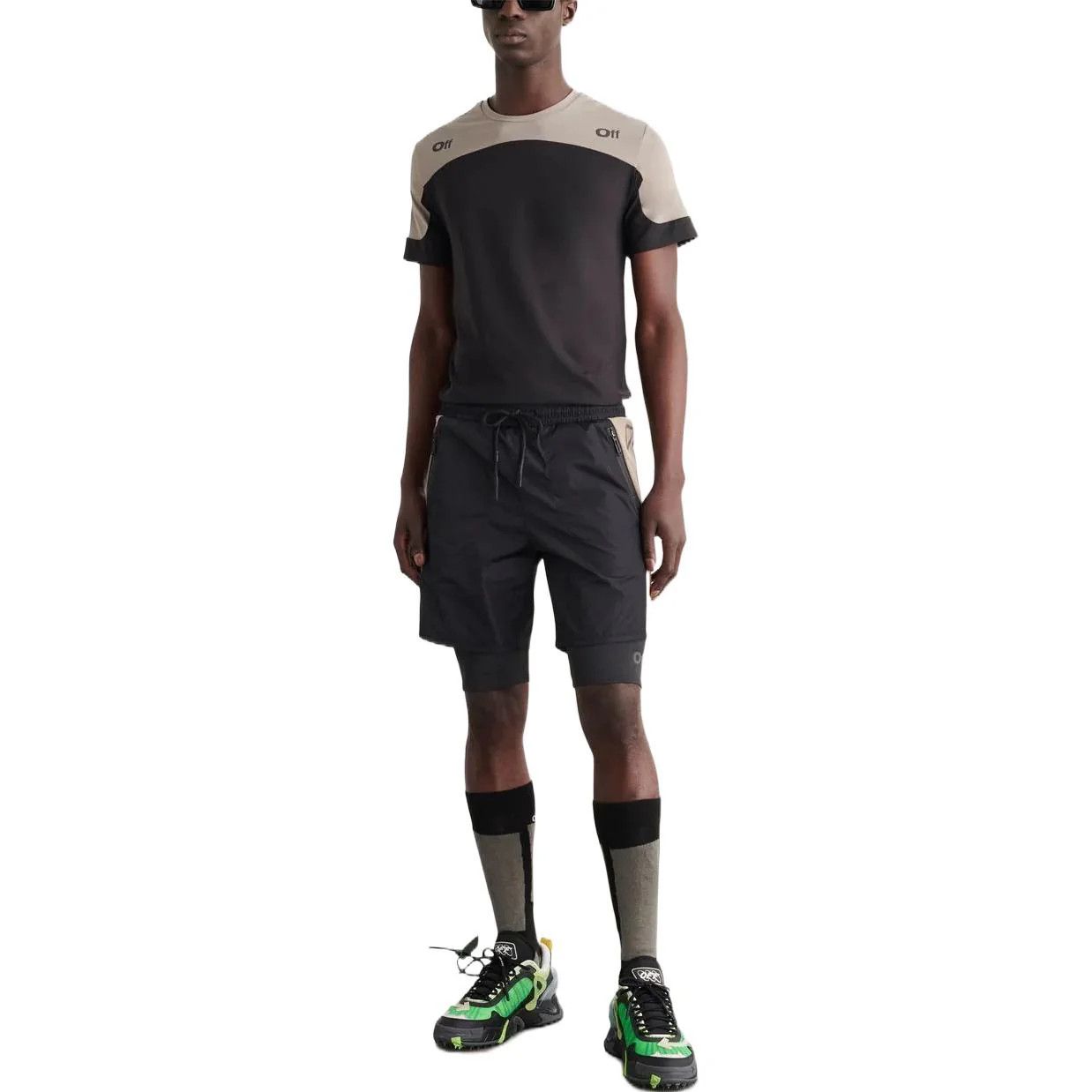 Off-White o1gr1nt0425 Diag Outl Block 2Layer Short in Dark Sand Size US 30 / EU 46 - 3 Thumbnail