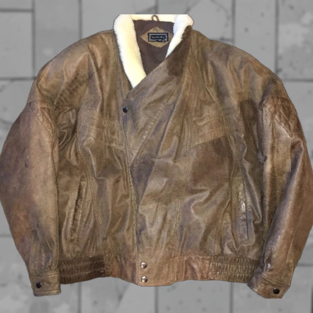 Vintage VINTAGE Saxony Leather Jacket Mens Brown 44 Sz Regular Solid Size 44 Men Brown Leather Jacket Mens VINTAGE Size US S / EU 44-46 / 1 - 1 Thumbnail