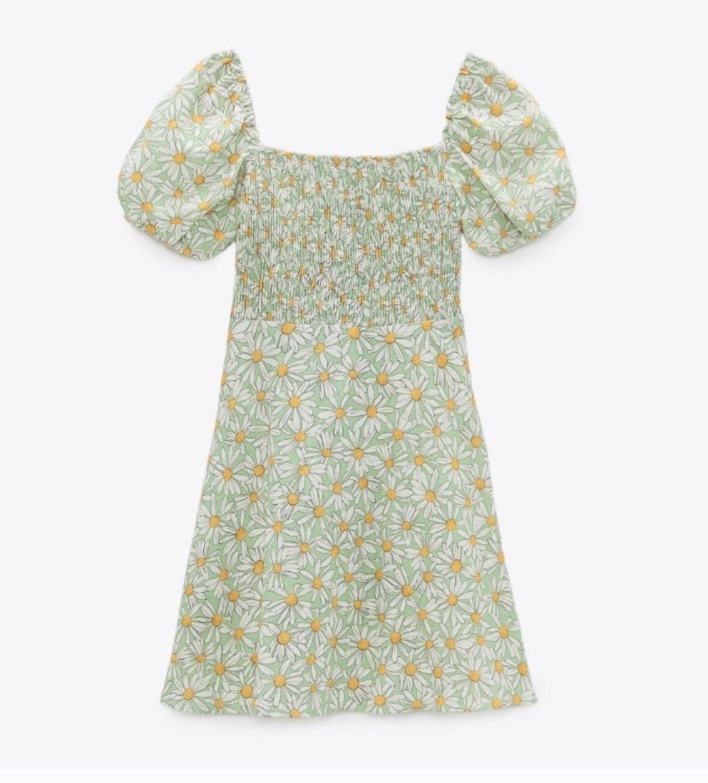 Zara Plus size Zara mini mint green with daisy flower print dress Size XXL / US 16-18 / IT 52-54 - 1 Thumbnail