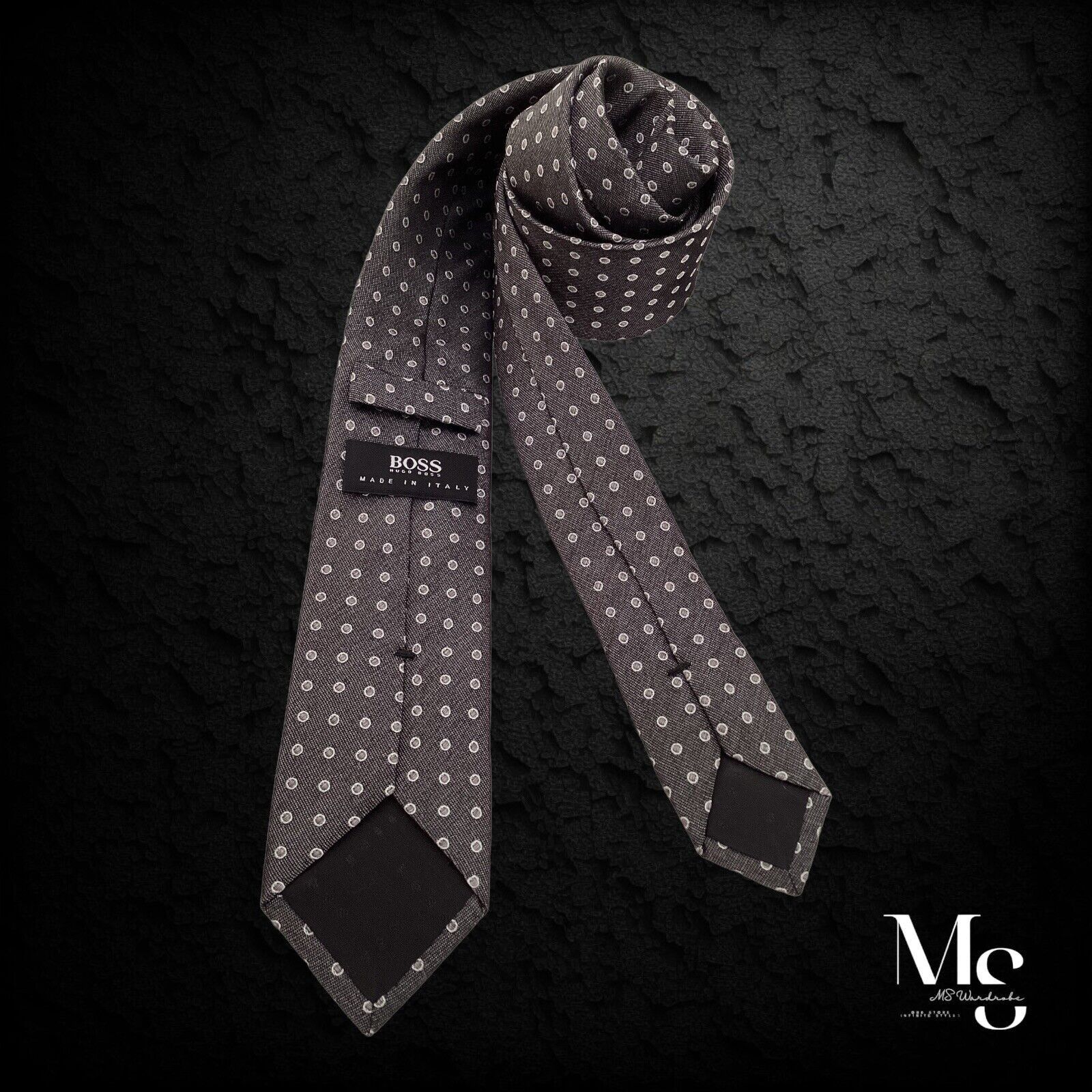Hugo Boss BOSS HUGO BOSS Gray Polka Dot Silk Slim Tie Made In Italy Size ONE SIZE - 2 Thumbnail