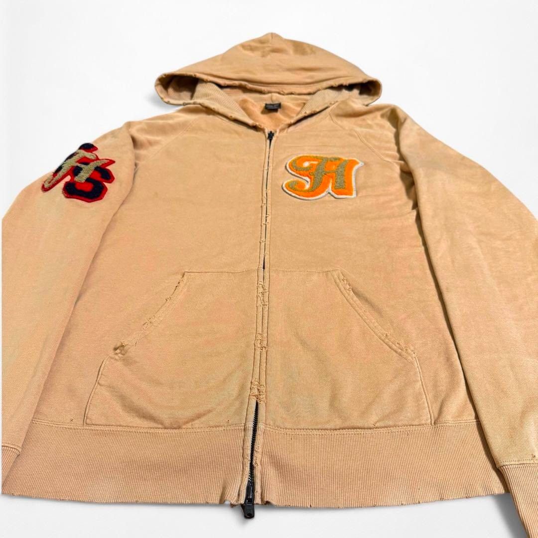 Number (N)ine NUMBER (N)INE 05AW Distressed Zip-Up Hoodie Brown Size XL Size US XL / EU 56 / 4 - 5 Thumbnail