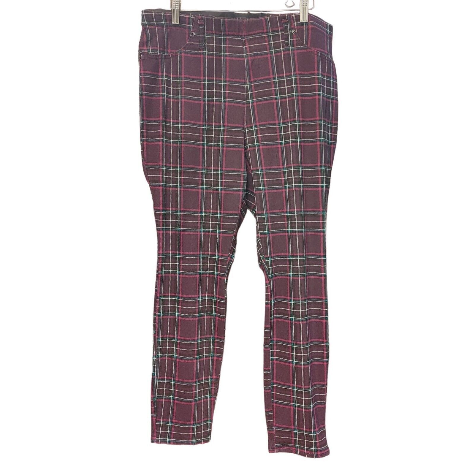 Other Terra & Sky Women's Red Plaid Plus Size Cotton Pants 1x 16w- Size 38" / US 16 / IT 52 - 1 Thumbnail