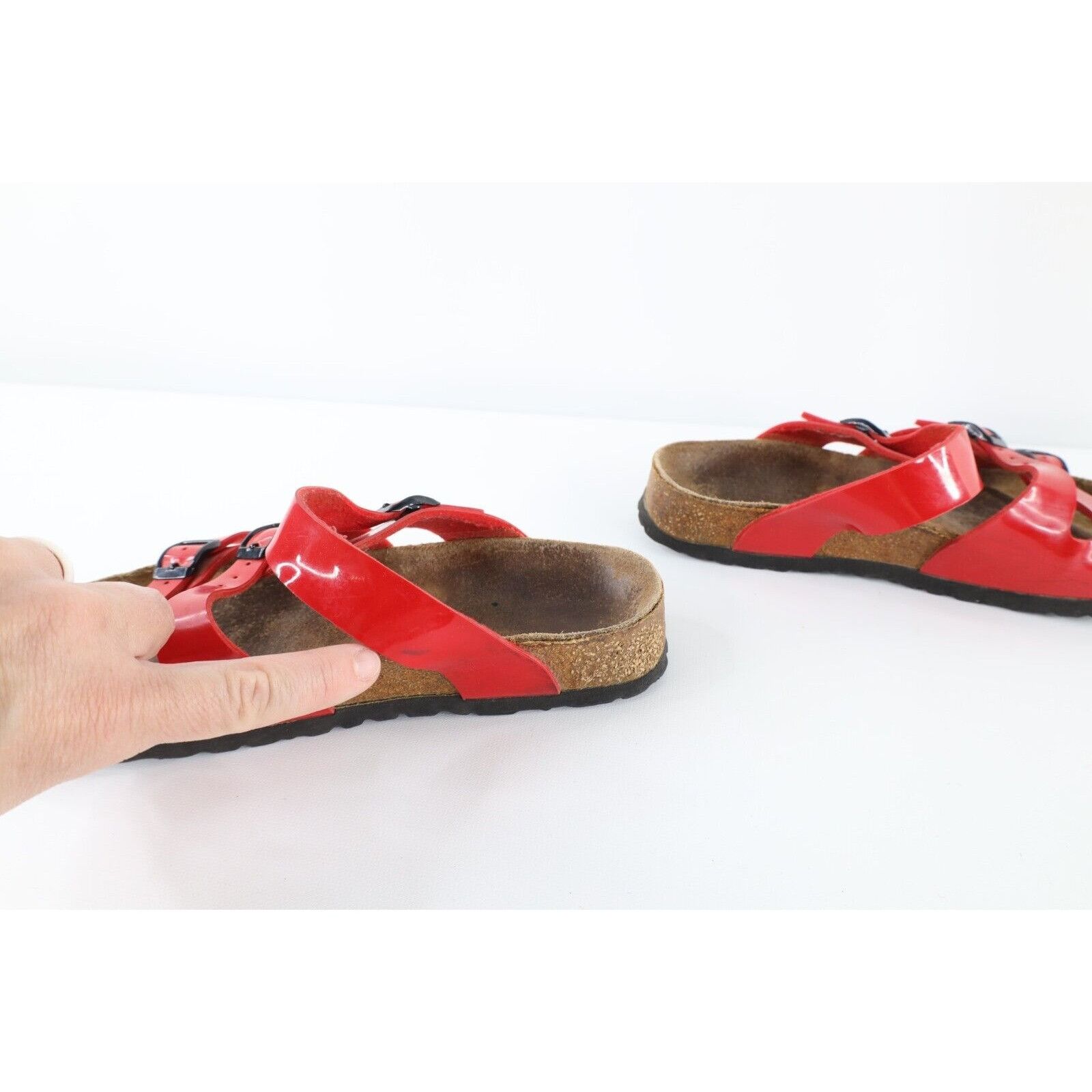 Birkenstock × Vintage Vintage Birkenstock Distressed Patent Leather Buckle Sandals Size US 6 / IT 36 - 11 Thumbnail