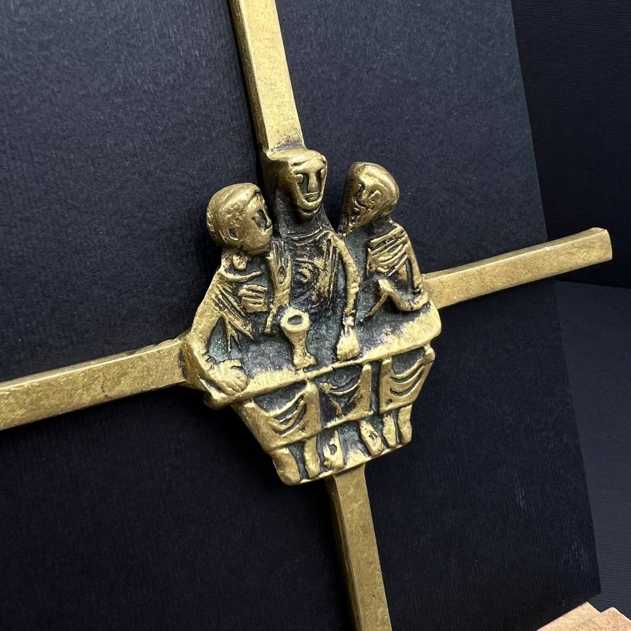 Vintage Bronze Wall Cross 14cm 1970s German Christian Art Vintage Size ONE SIZE - 2 Thumbnail