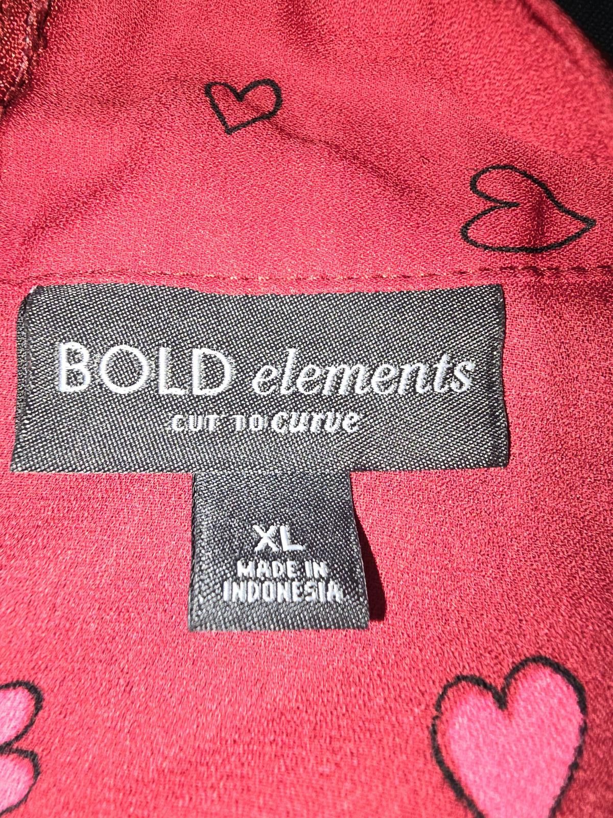 Designer Red Blouse With Hearts By BOLD Elements XL Size XL / US 12-14 / IT 48-50 - 2 Thumbnail