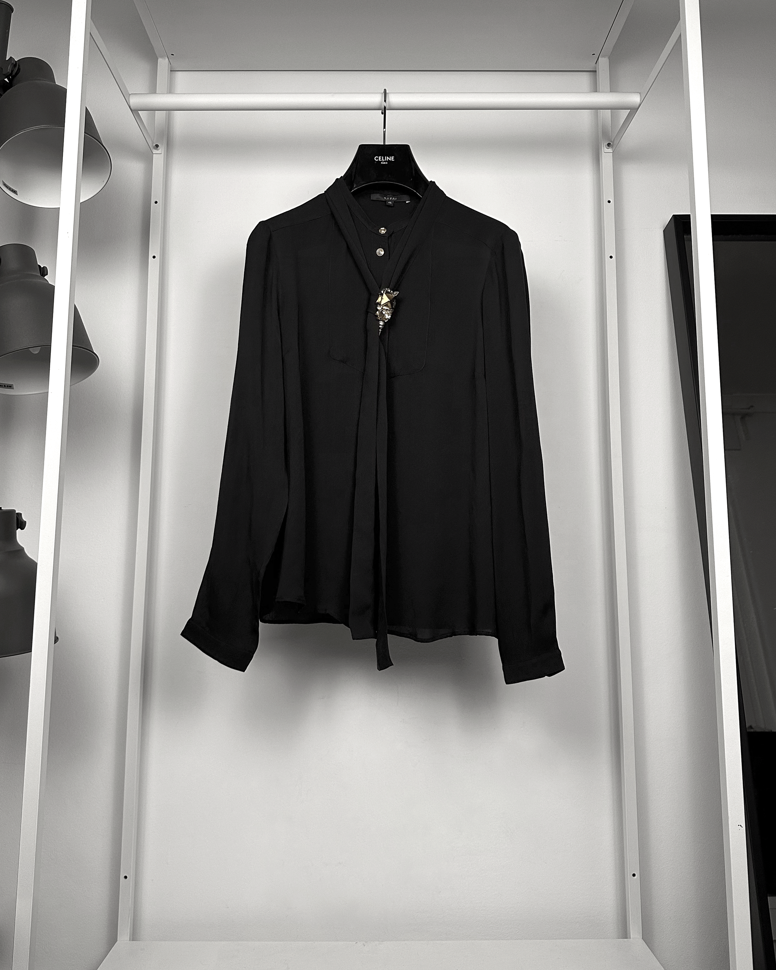 Gucci Gucci Frida Giannini Crystal Brooch Blouse Shirt Size US M / EU 48-50 / 2 - 1 Thumbnail
