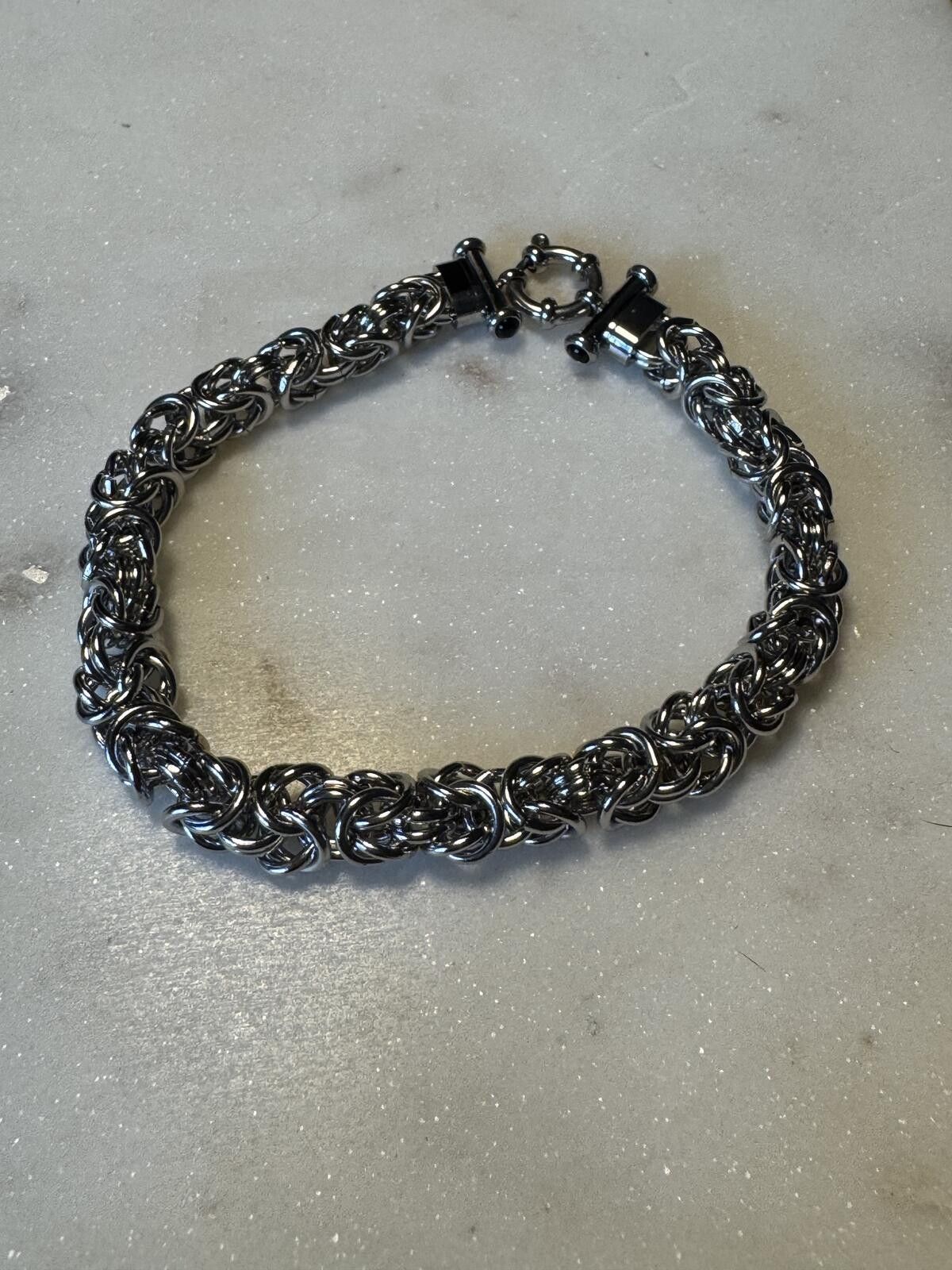 The Unbranded Brand Silver Byzantine Chain Bracelet with Deco Clasp Size ONE SIZE - 1 Thumbnail