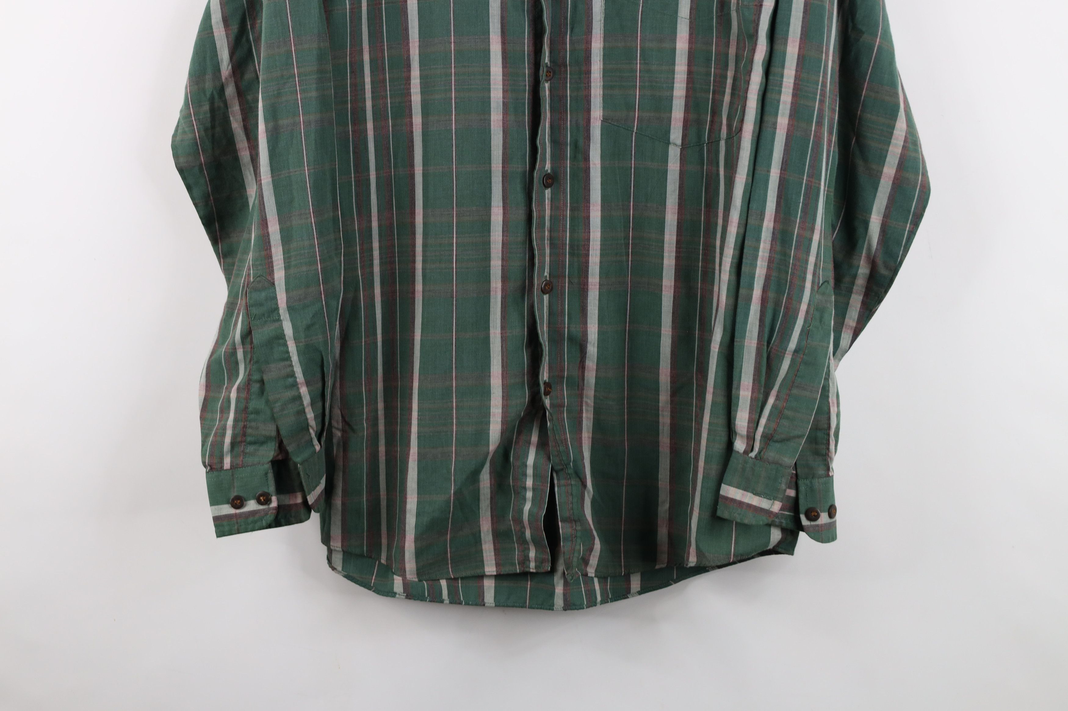 Vintage Vintage 90s Streetwear Collared Button Shirt Green Plaid Size US M / EU 48-50 / 2 - 3 Thumbnail