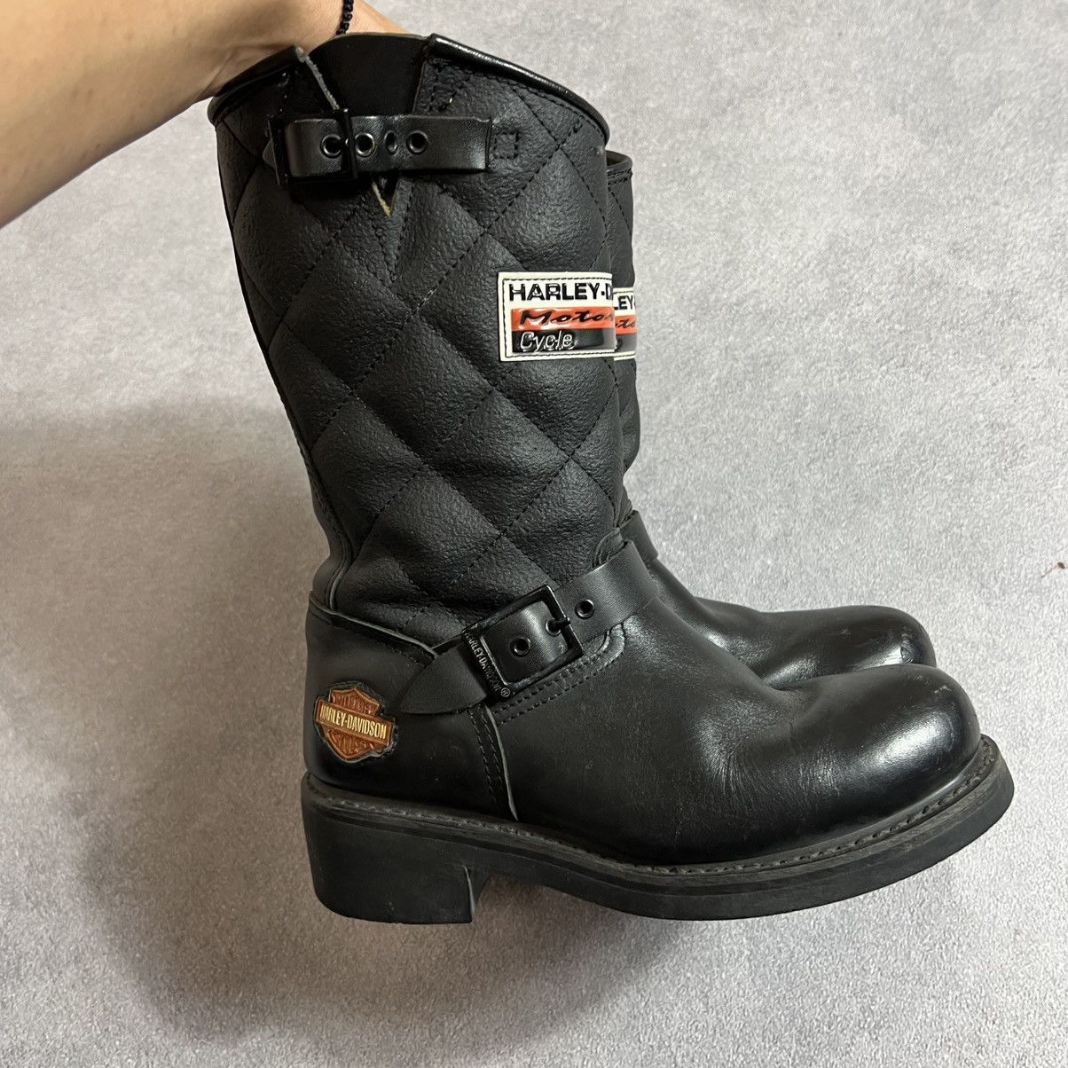 Harley Davidson 🖤 Vintage Harley-Davidson Quilted Leather Biker Boots Size US 7 / IT 37 - 6 Thumbnail