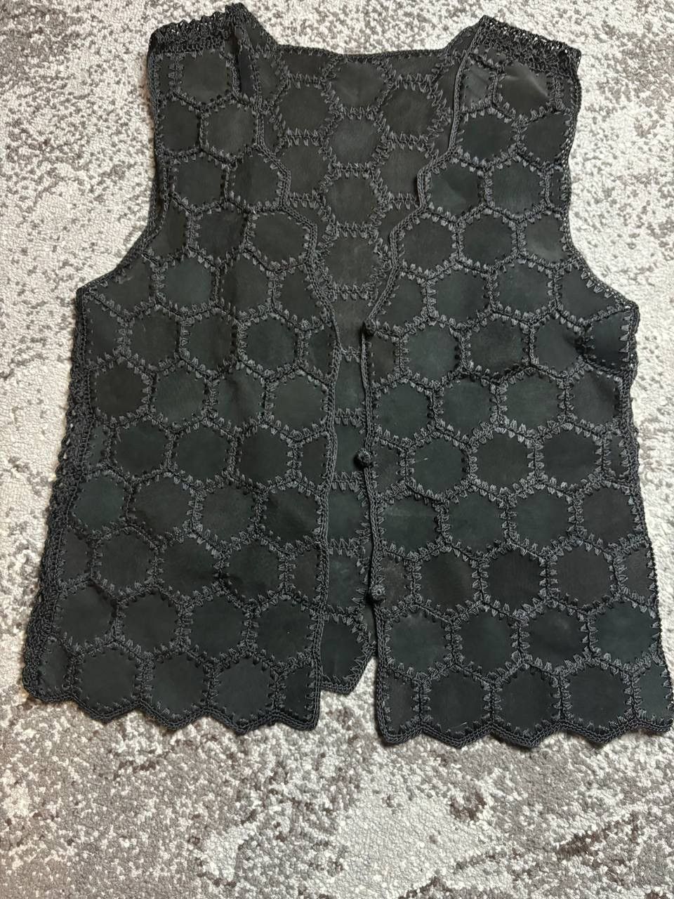 Vintage Y2K Leather Rhombus Knited Avantgarde Vests