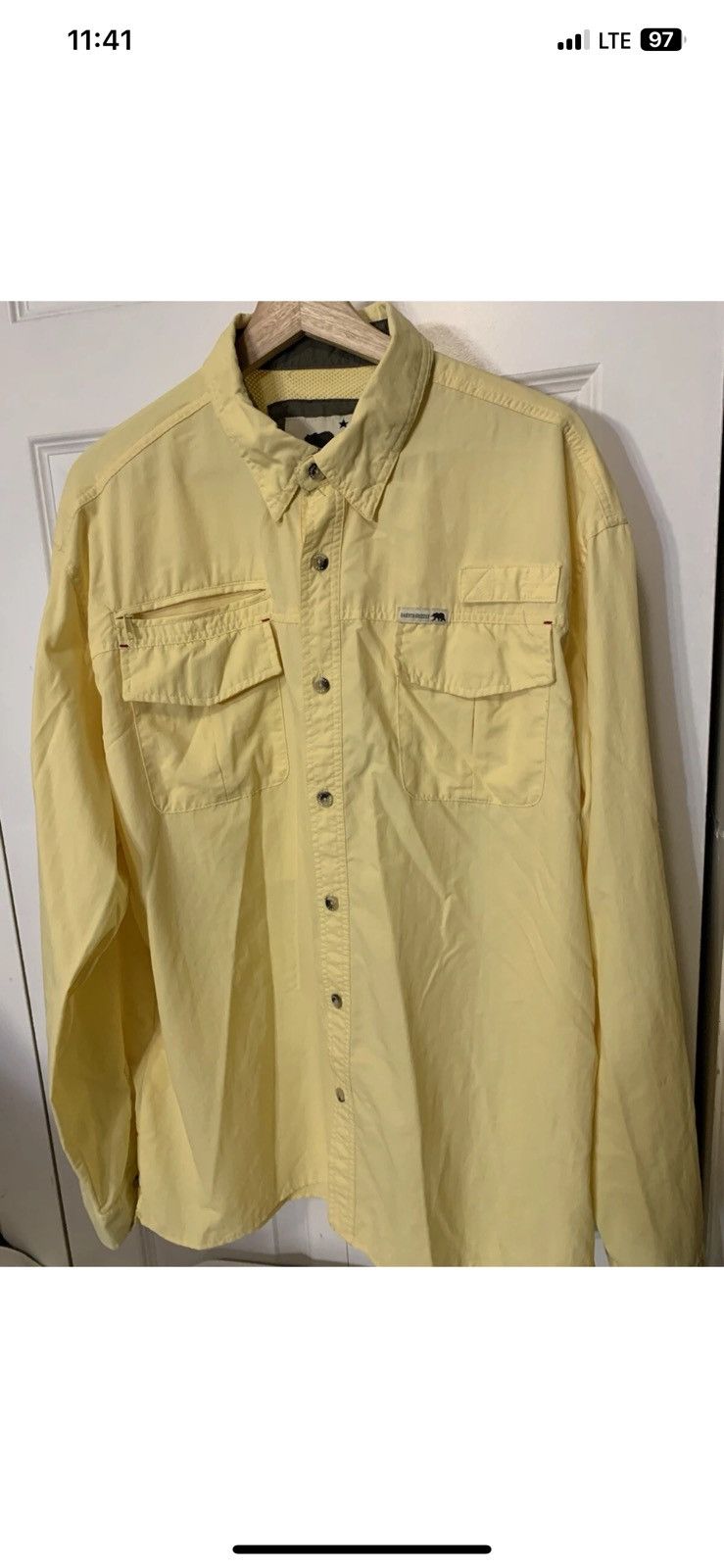 Dakota Grizzly Dakota Grizzly Mens Sz XL Button Shirt Yellow Zip Pockets Size US XL / EU 56 / 4 - 5 Thumbnail