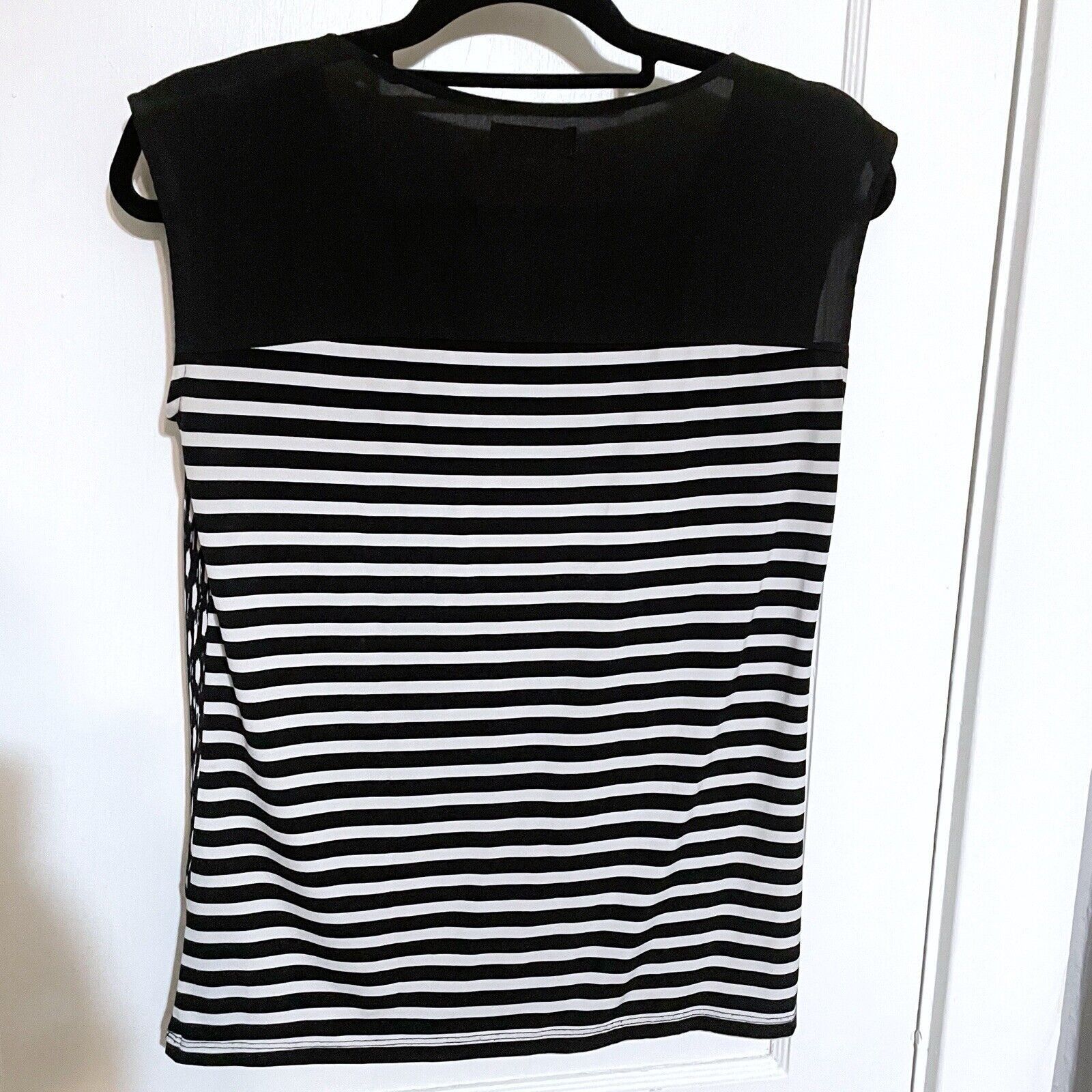 Calvin Klein Calvin Klein Women’s Small Black White Stretch Jersey Top Size S / US 4 / IT 40 - 4 Thumbnail