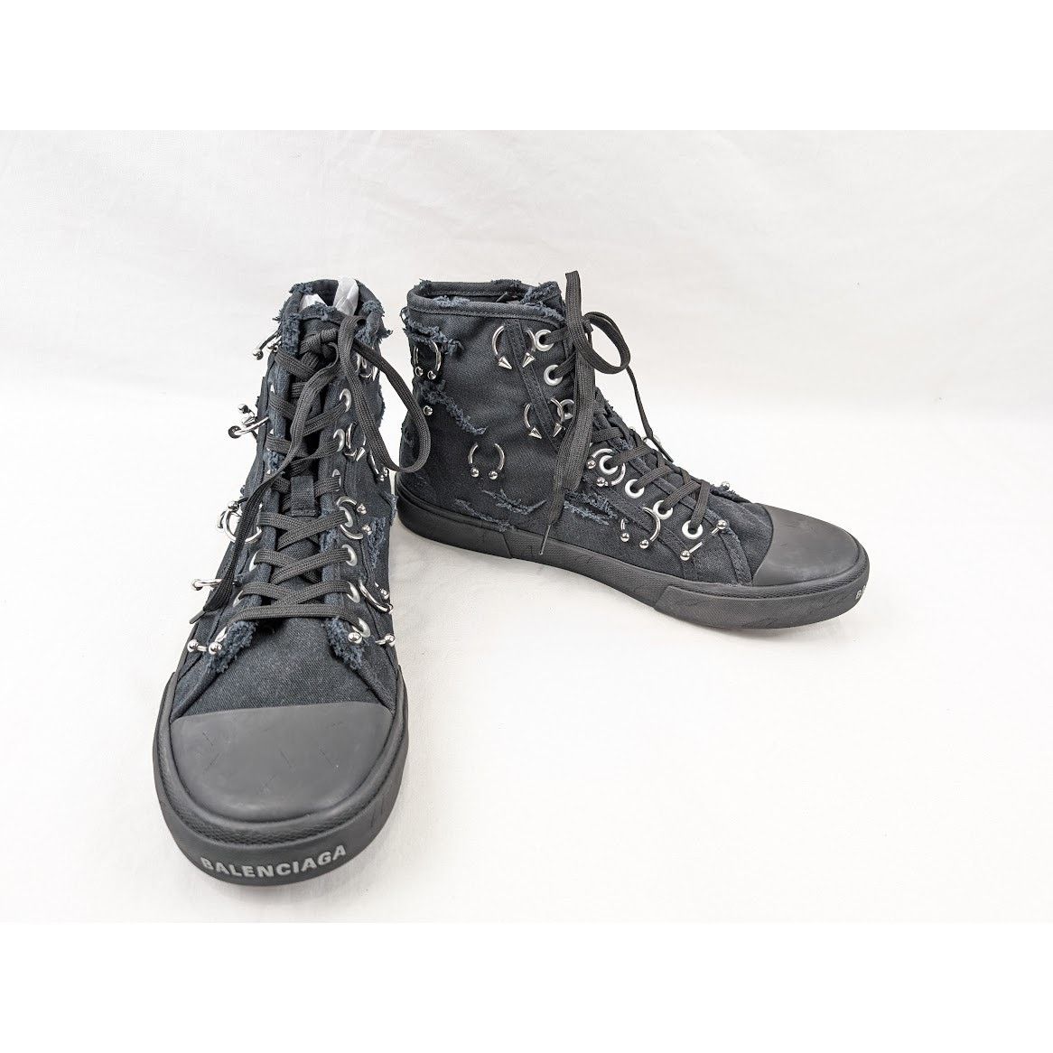 Balenciaga o1rshd1 Destroy Paris High Top Sneakers in Black Size US 11 / EU 44 - 13 Thumbnail