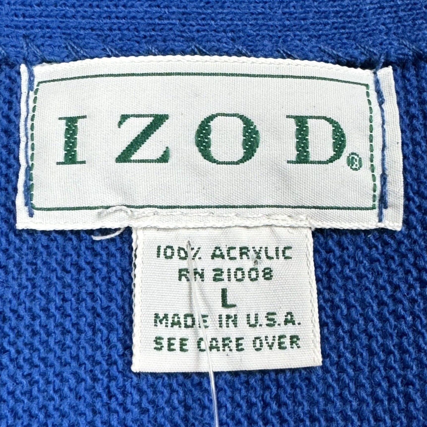 Izod VINTAGE IZOD Cardigan Sweater Large L Bright Blue Acrylic 90s USA Mens Size US L / EU 52-54 / 3 - 5 Thumbnail