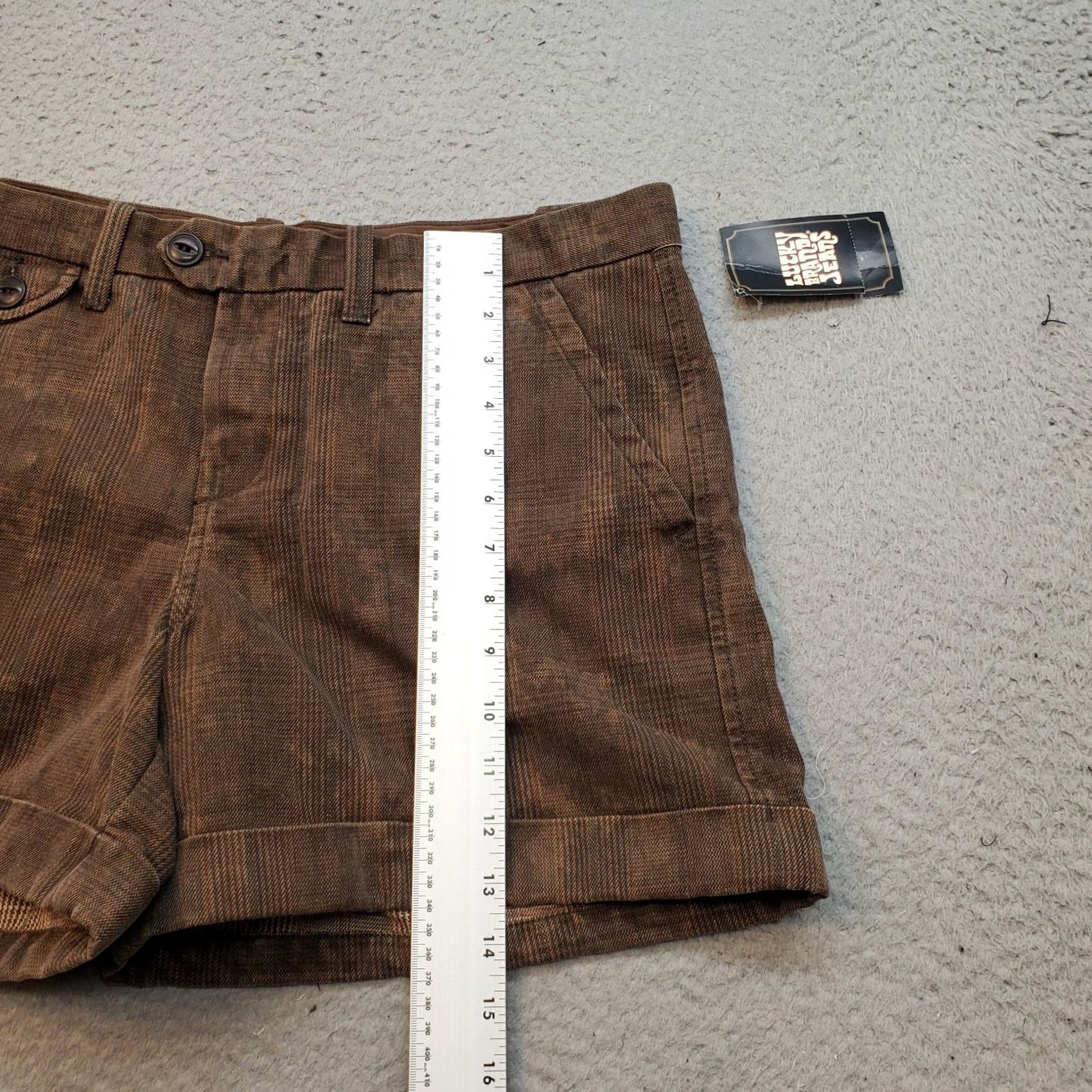 Lucky Brand Lucky Brand Chino Shorts Womens 32 Multicolor Houndstooth Flat Front Cuffed Hem Casual Shorts Size 24" / US 00 / IT 34 - 3 Thumbnail